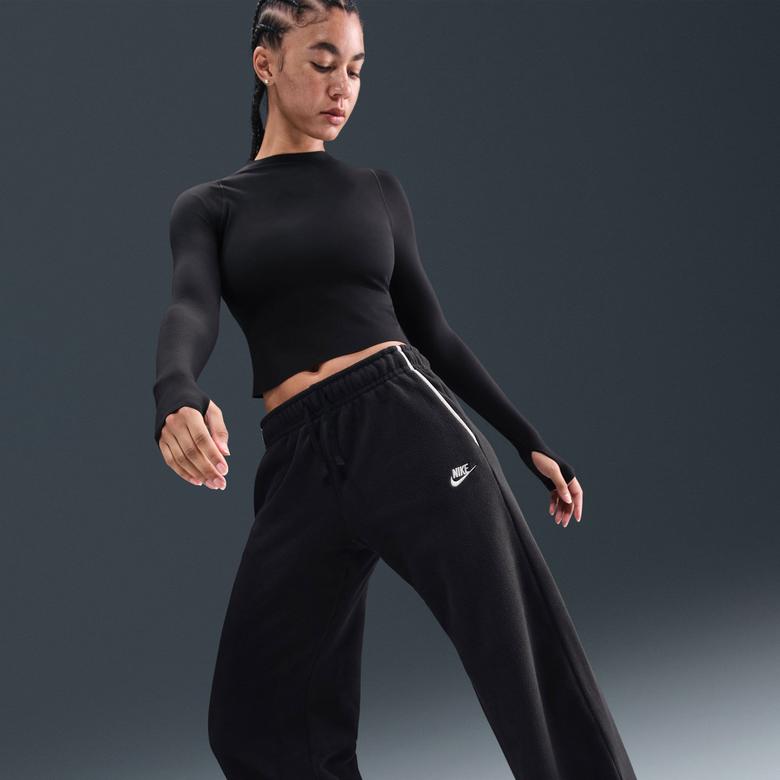 Nike Sportswear Club Fleece Mid-Rise Wide Leg Kadın Siyah Eşofman Altı