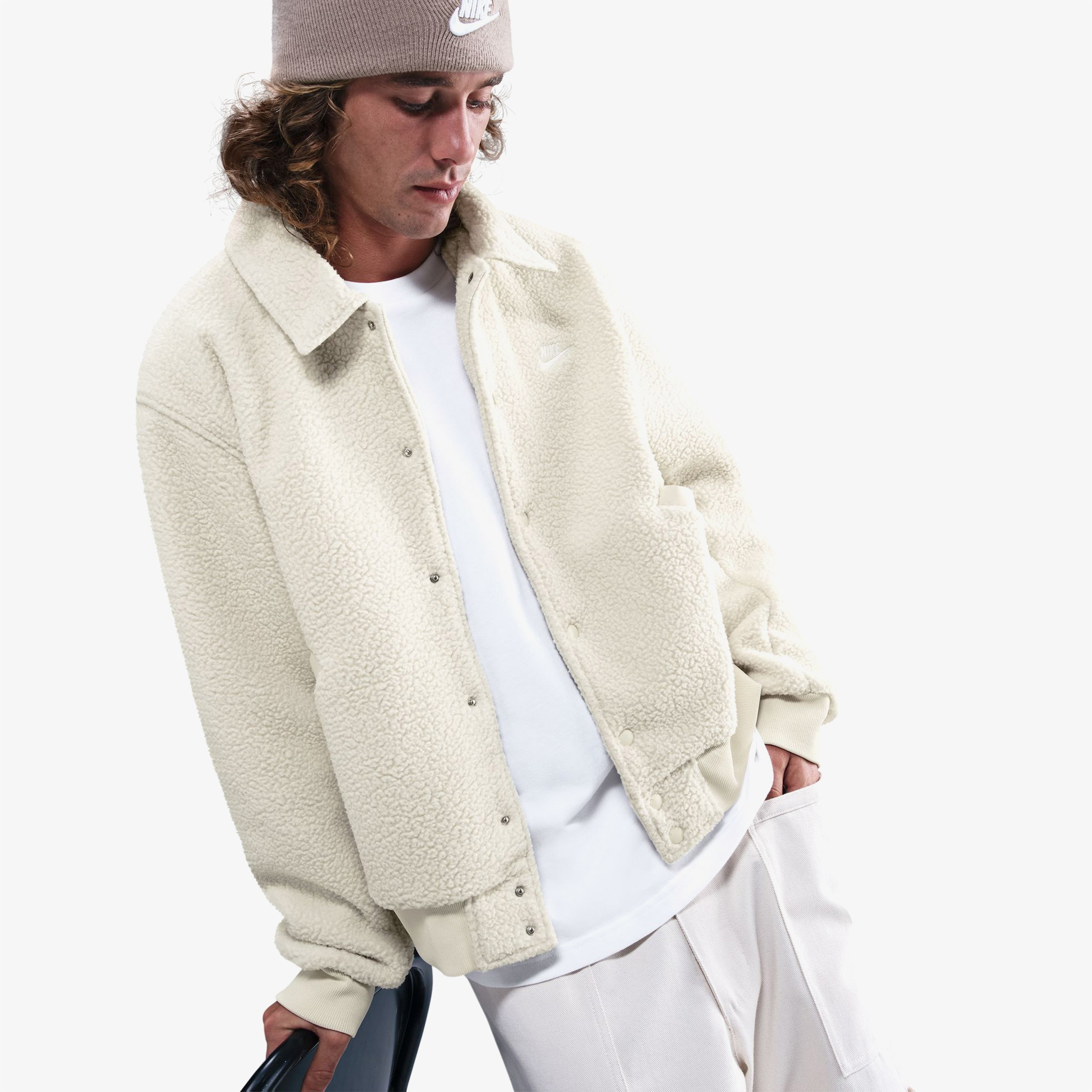Nike Club Sherpa Erkek Krem Ceket