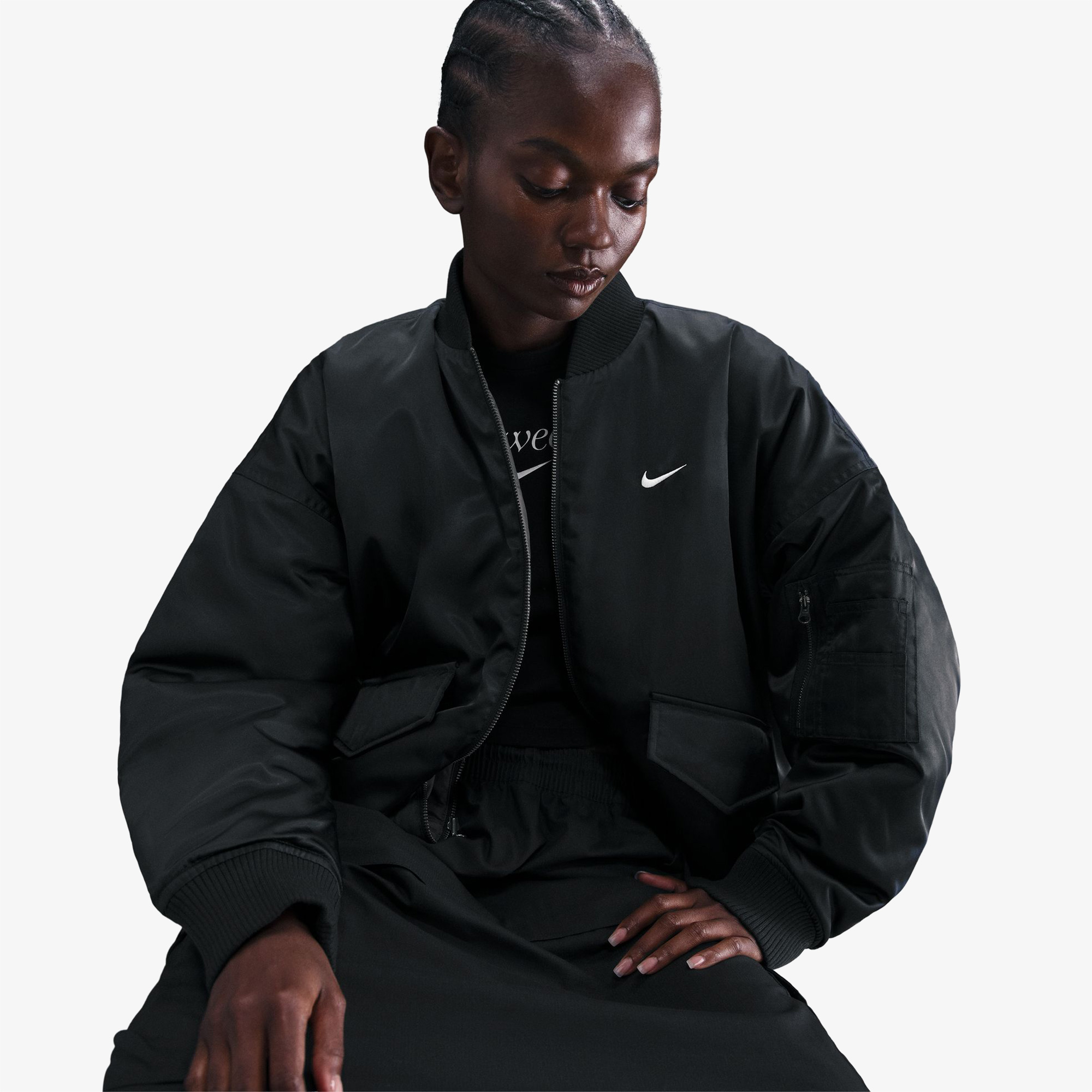 Nike Sportswear Therma-Fit Reversible Kadın Siyah Bomber Ceket