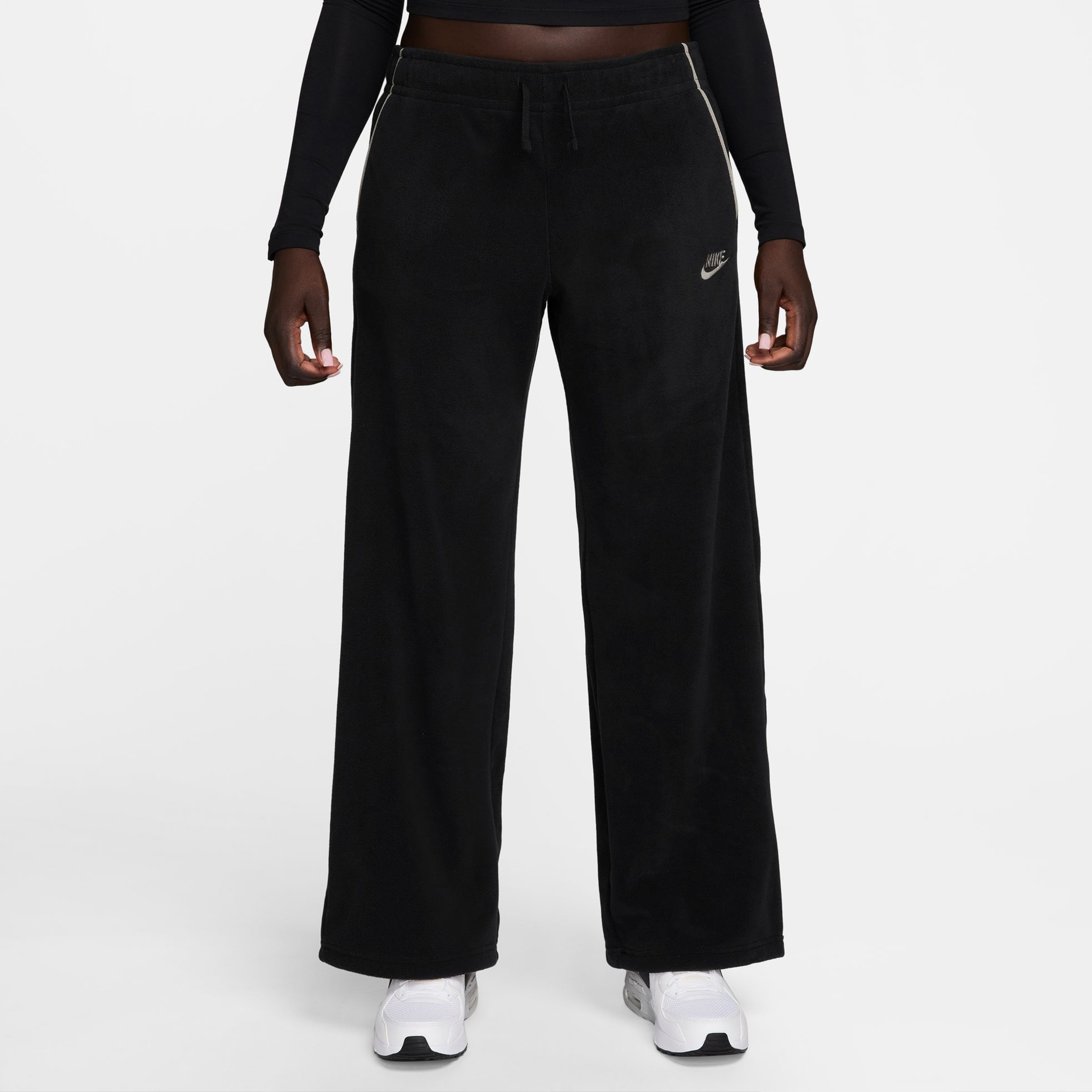 Nike Sportswear Club Fleece Mid-Rise Wide Leg Kadın Siyah Eşofman Altı