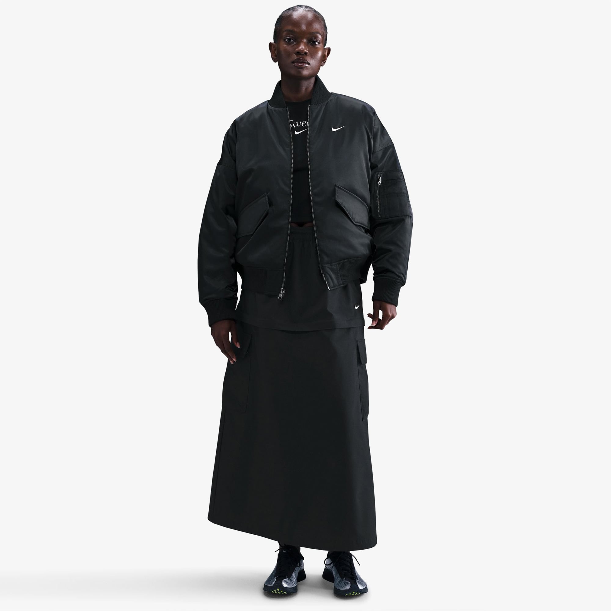 Nike Sportswear Therma-Fit Reversible Kadın Siyah Bomber Ceket