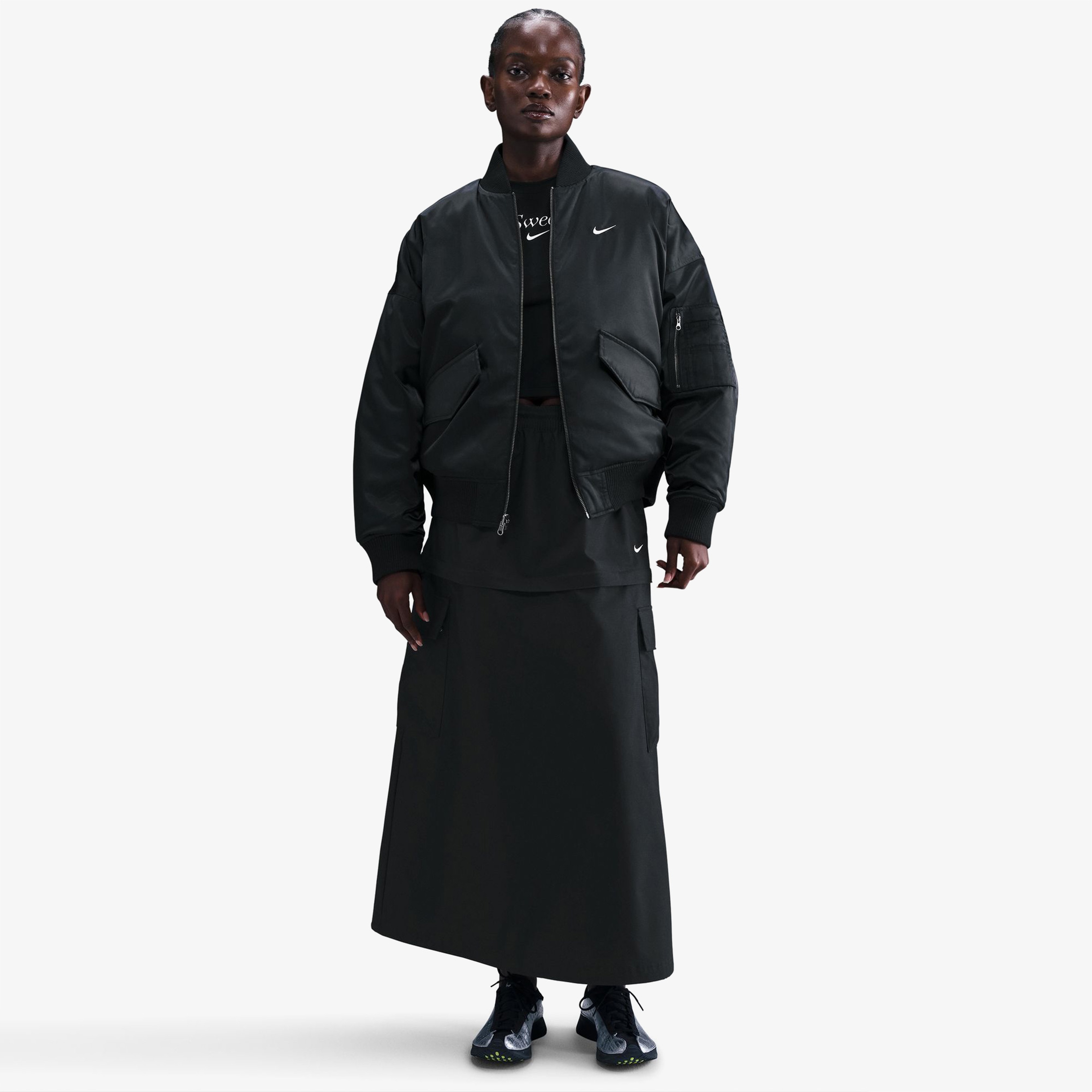 Nike Sportswear Therma-Fit Reversible Kadın Siyah Bomber Ceket