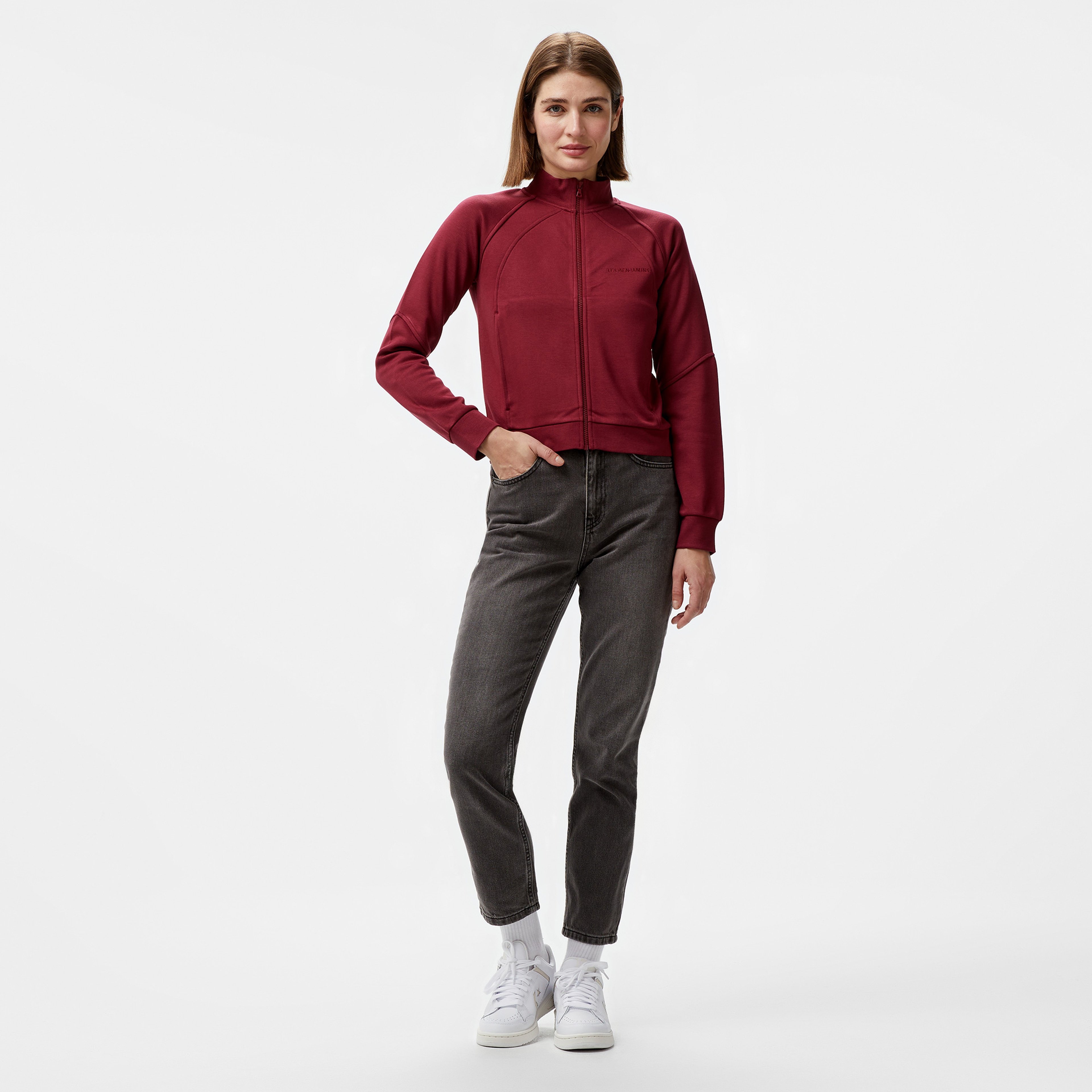 Les Benjamins 301 Full Zip Kadın Bordo Hoodie