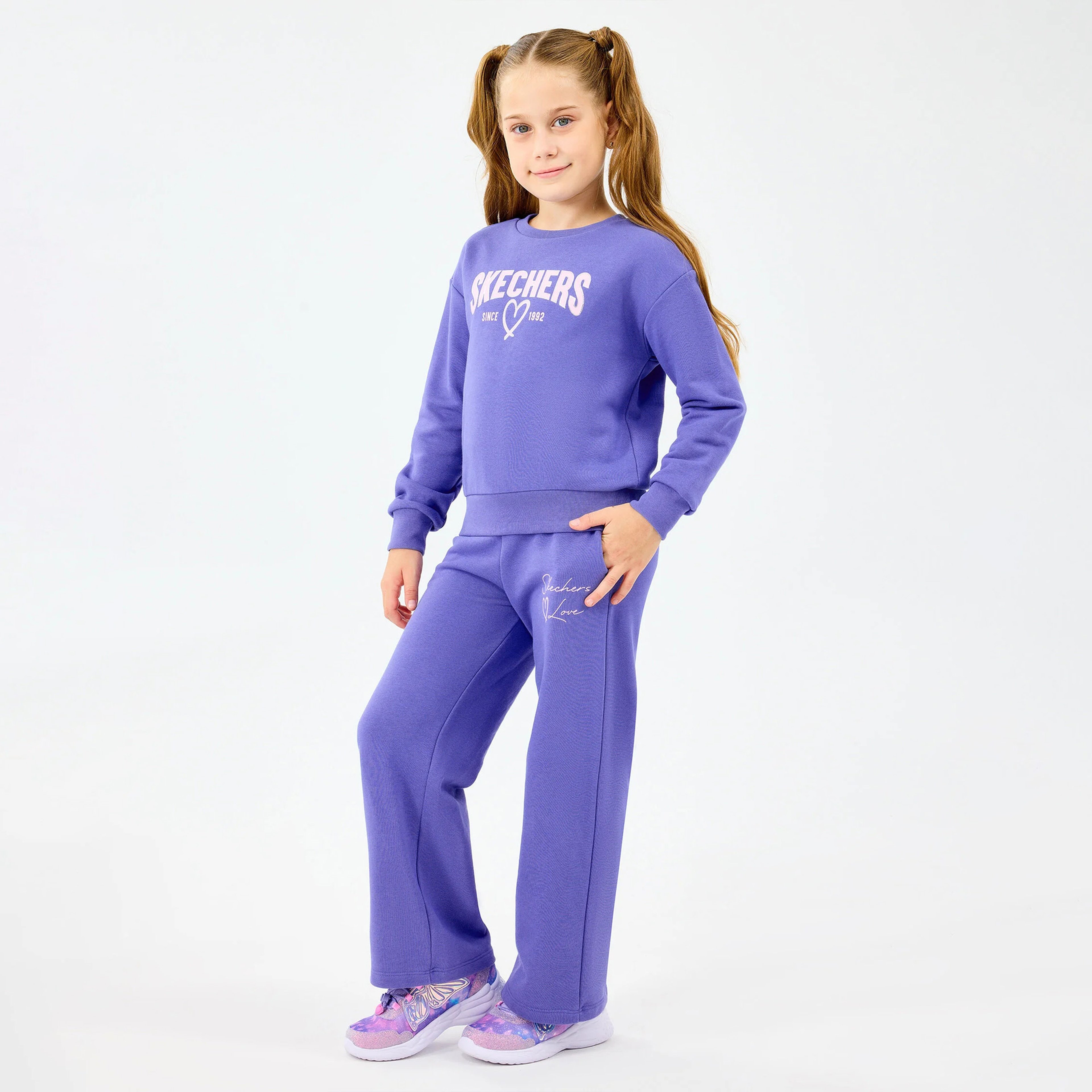 Skechers Lw Fleece Çocuk Mor Eşofman Altı