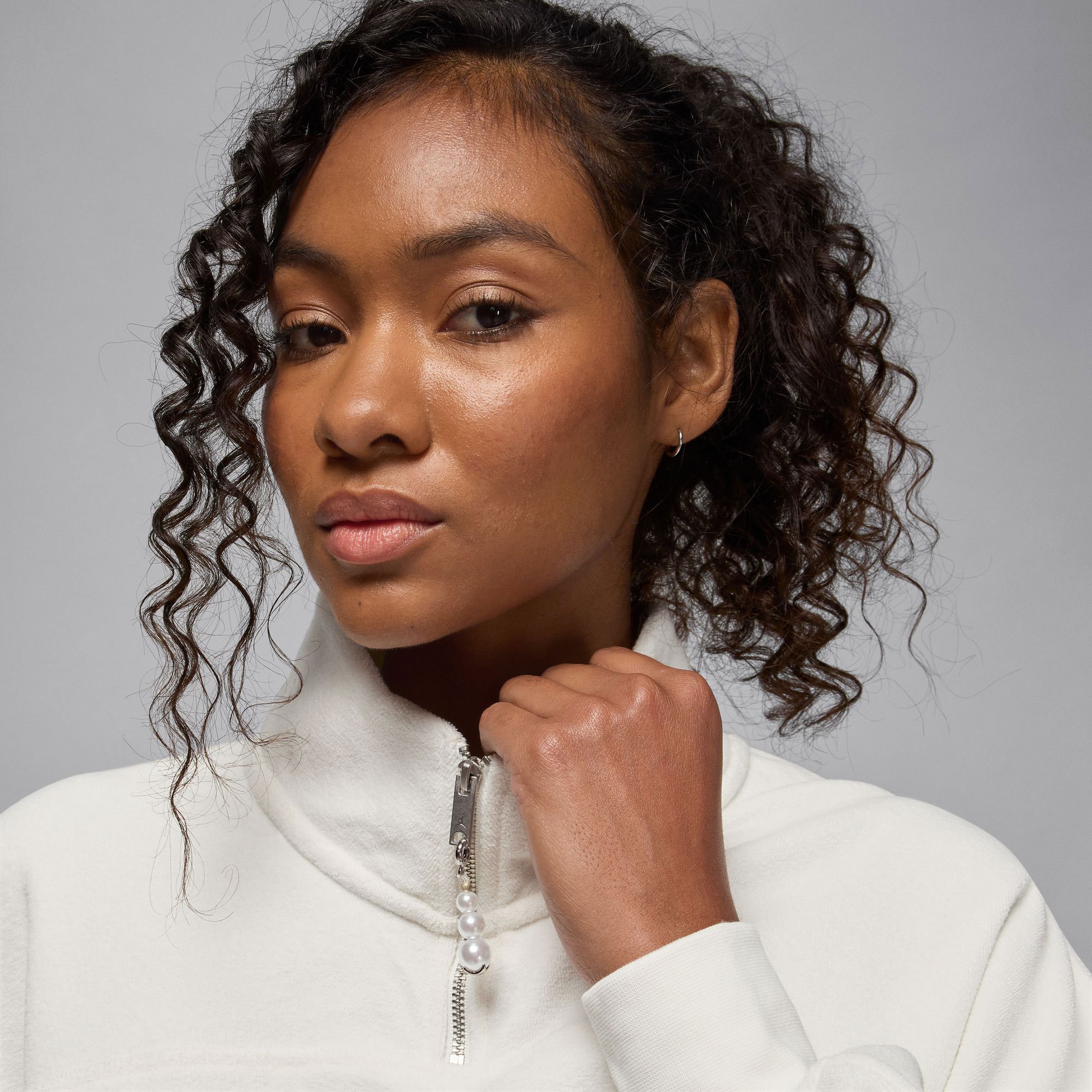 Jordan Fleece Essential Çeyrek Fermuarlı Kadın Beyaz Sweatshirt