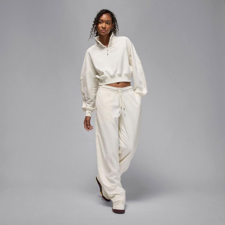 Jordan Fleece Essential Çeyrek Fermuarlı Kadın Beyaz Sweatshirt