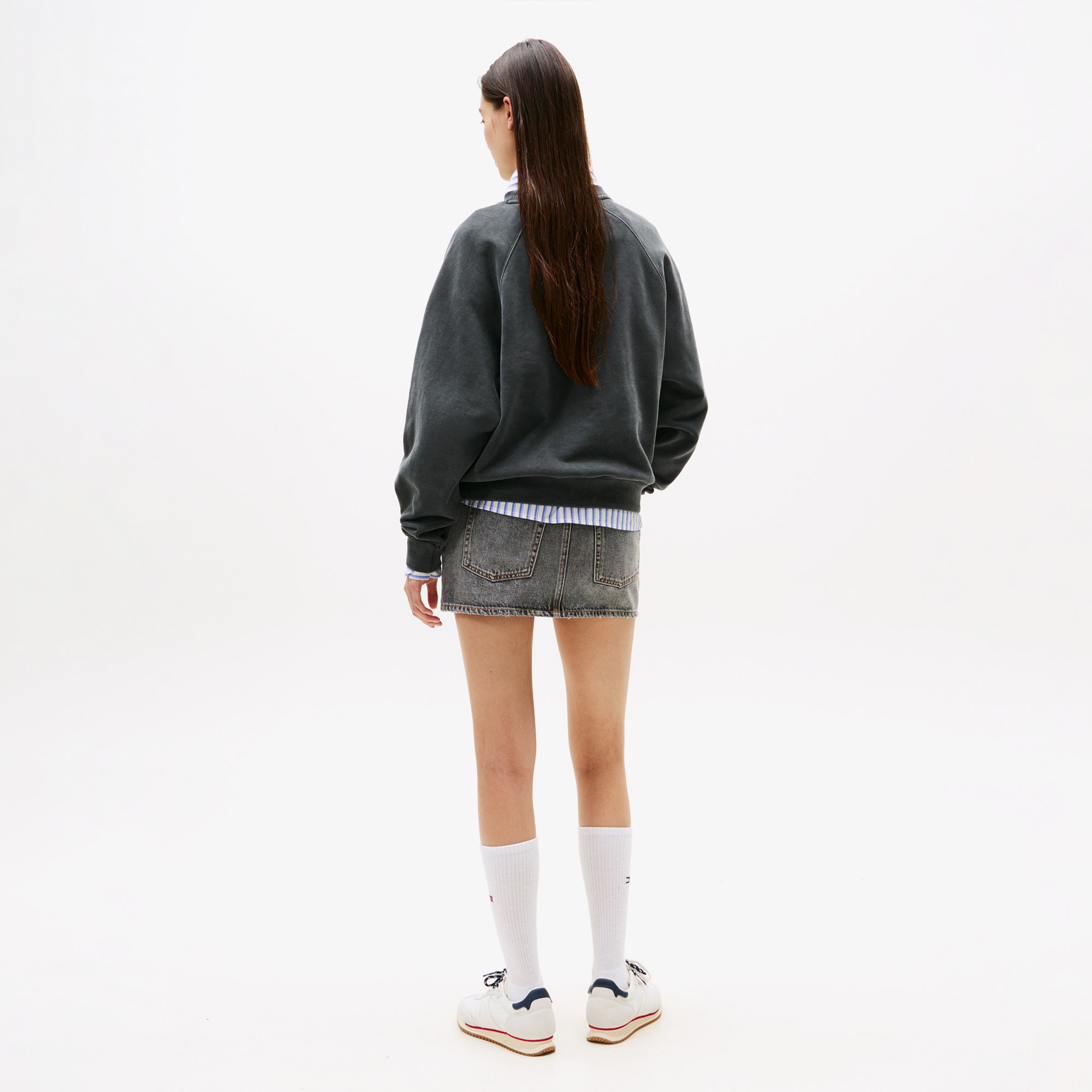 Tommy Jeans Leopard Varsity Crew Kadın Siyah Sweatshirt