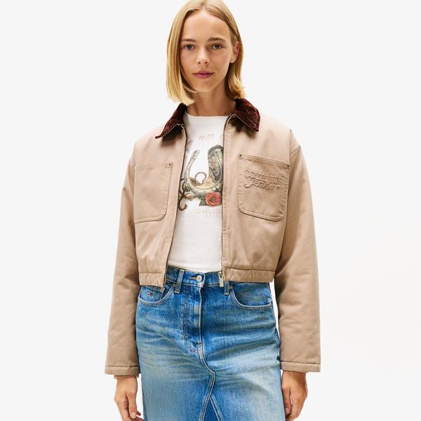 Tommy Hilfiger Padded Cropped Puffer Kadın Kahverengi Ceket