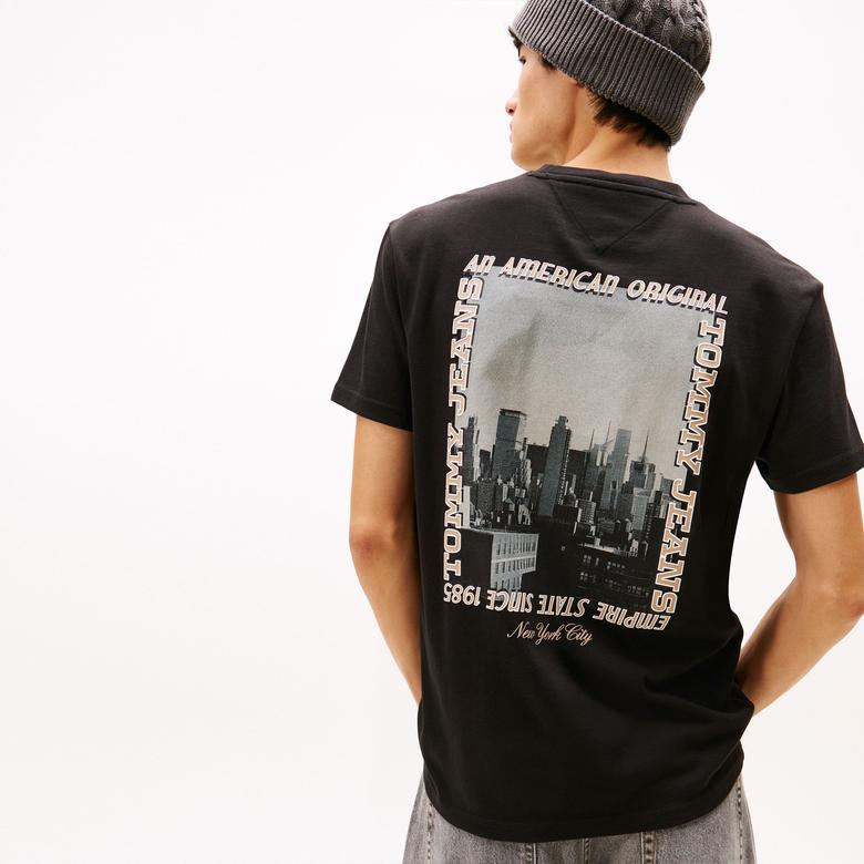 Tommy Hilfiger Regular Photo Erkek Siyah T-Shirt