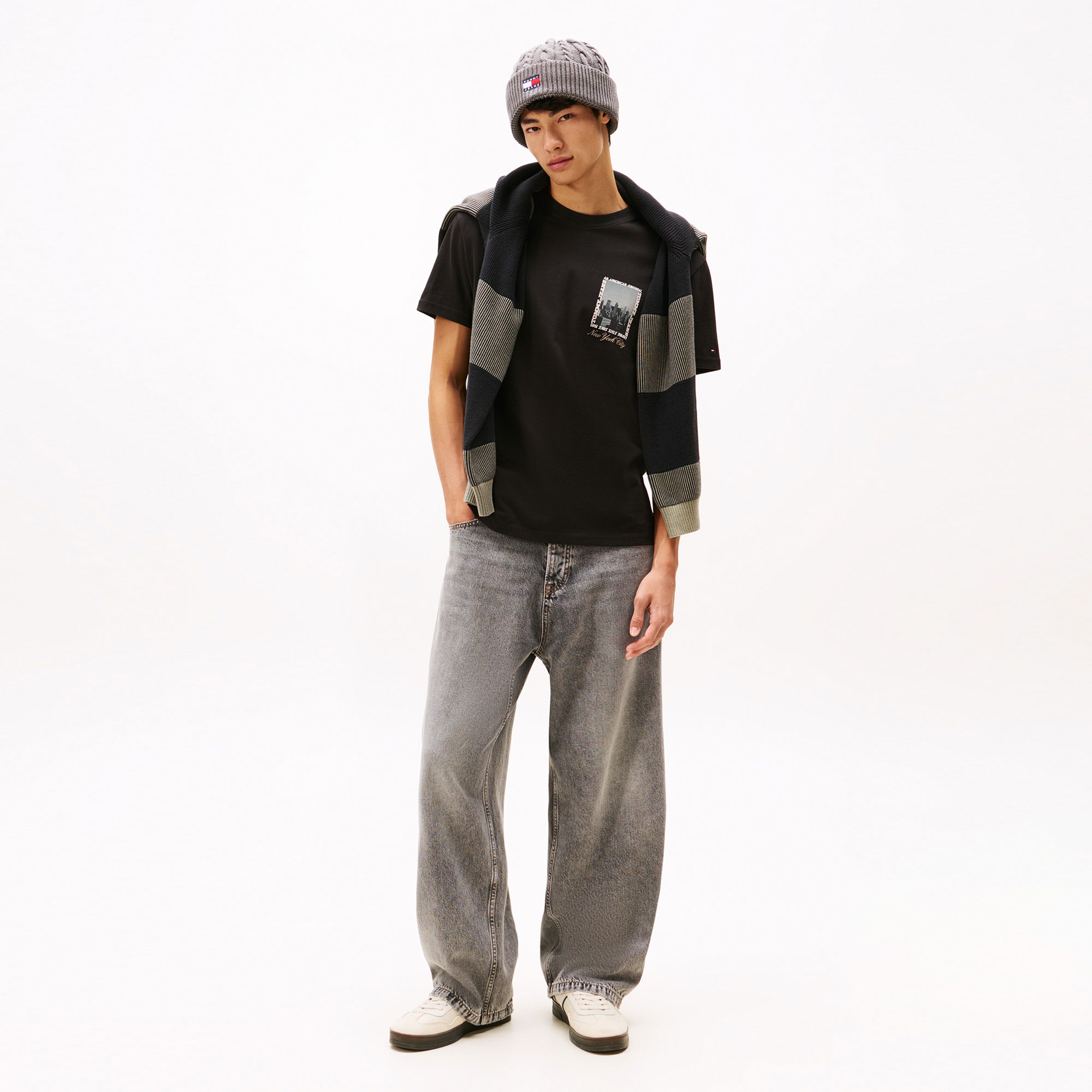 Tommy Hilfiger Regular Photo Erkek Siyah T-Shirt