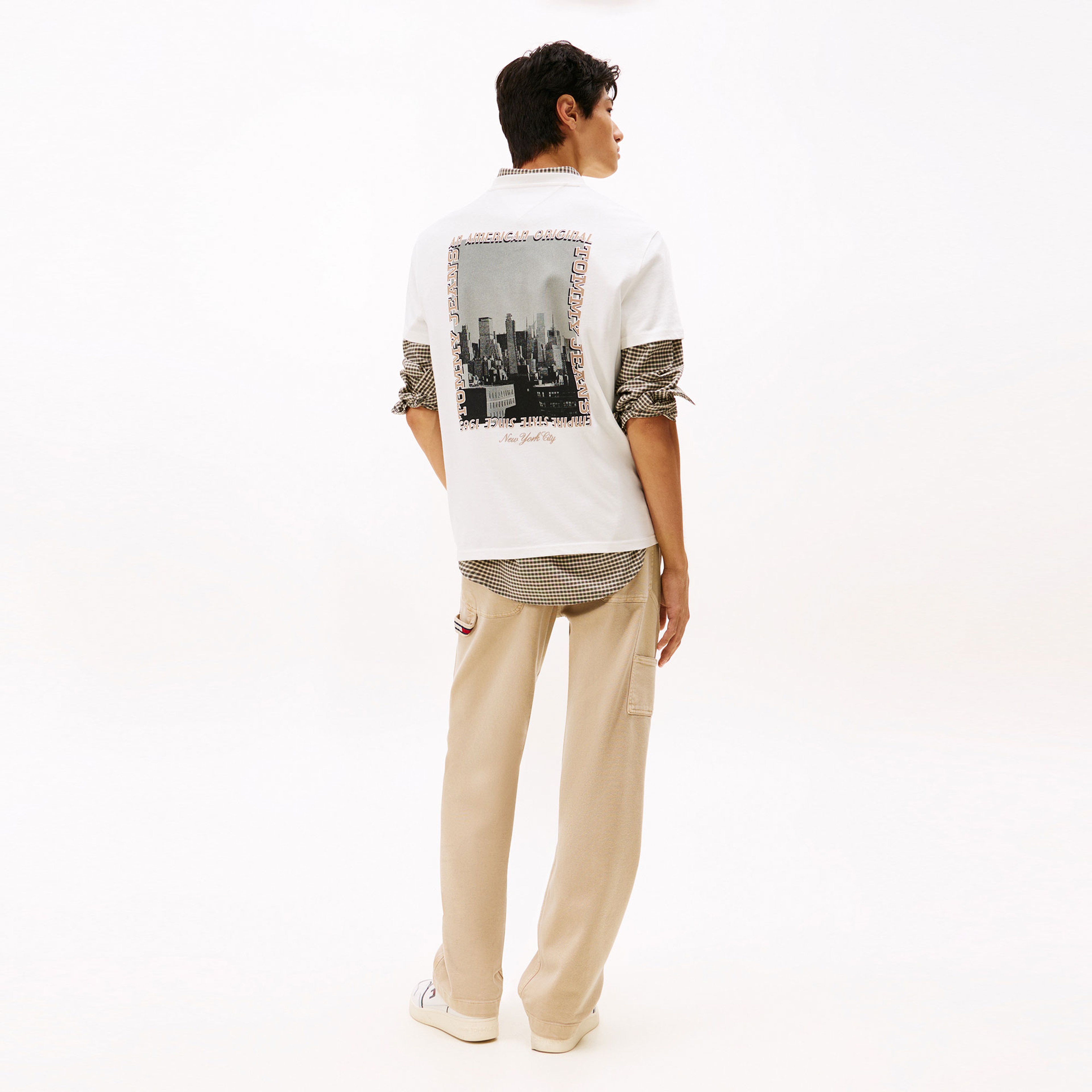 Tommy Hilfiger Regular Photo Erkek Beyaz T-Shirt