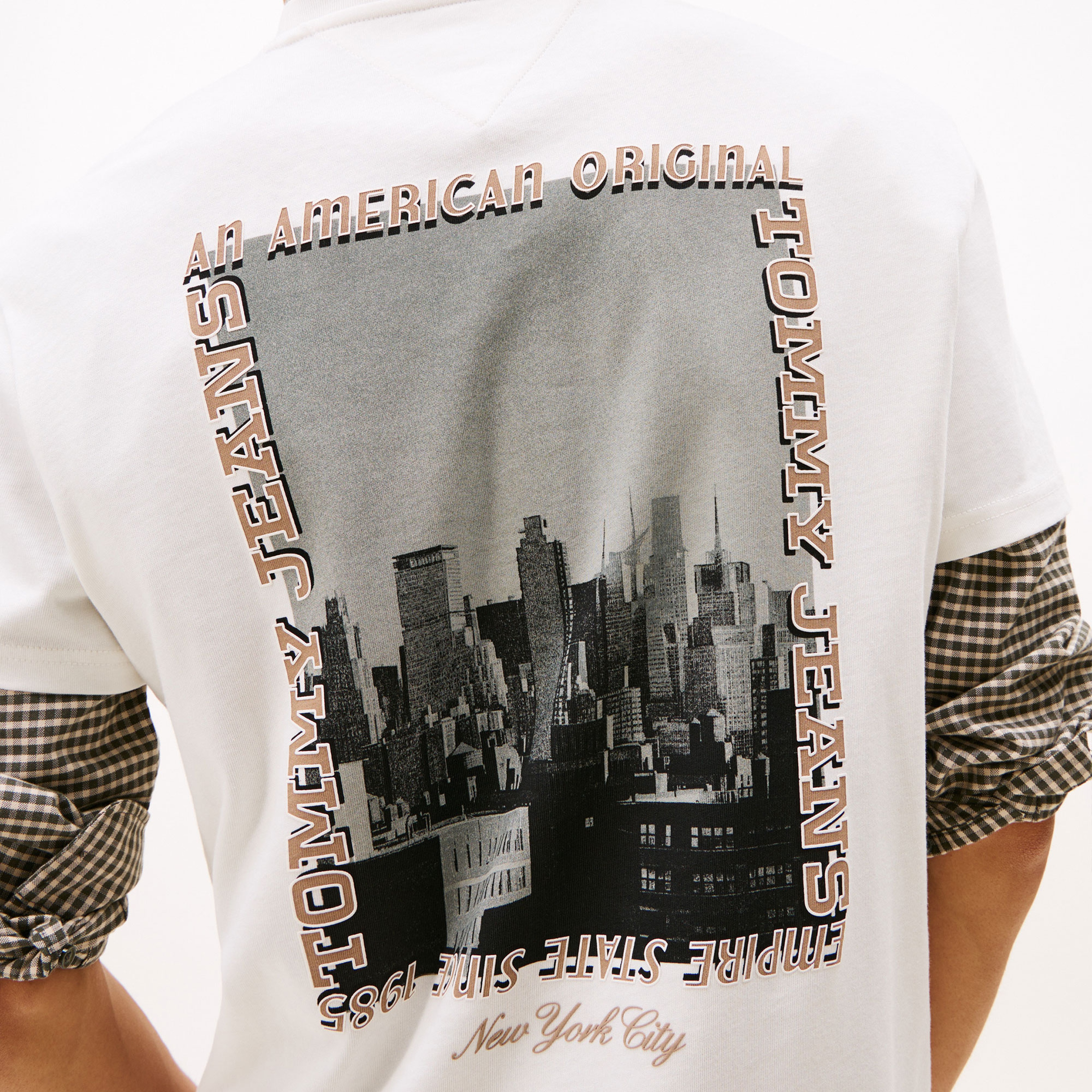 Tommy Hilfiger Regular Photo Erkek Beyaz T-Shirt