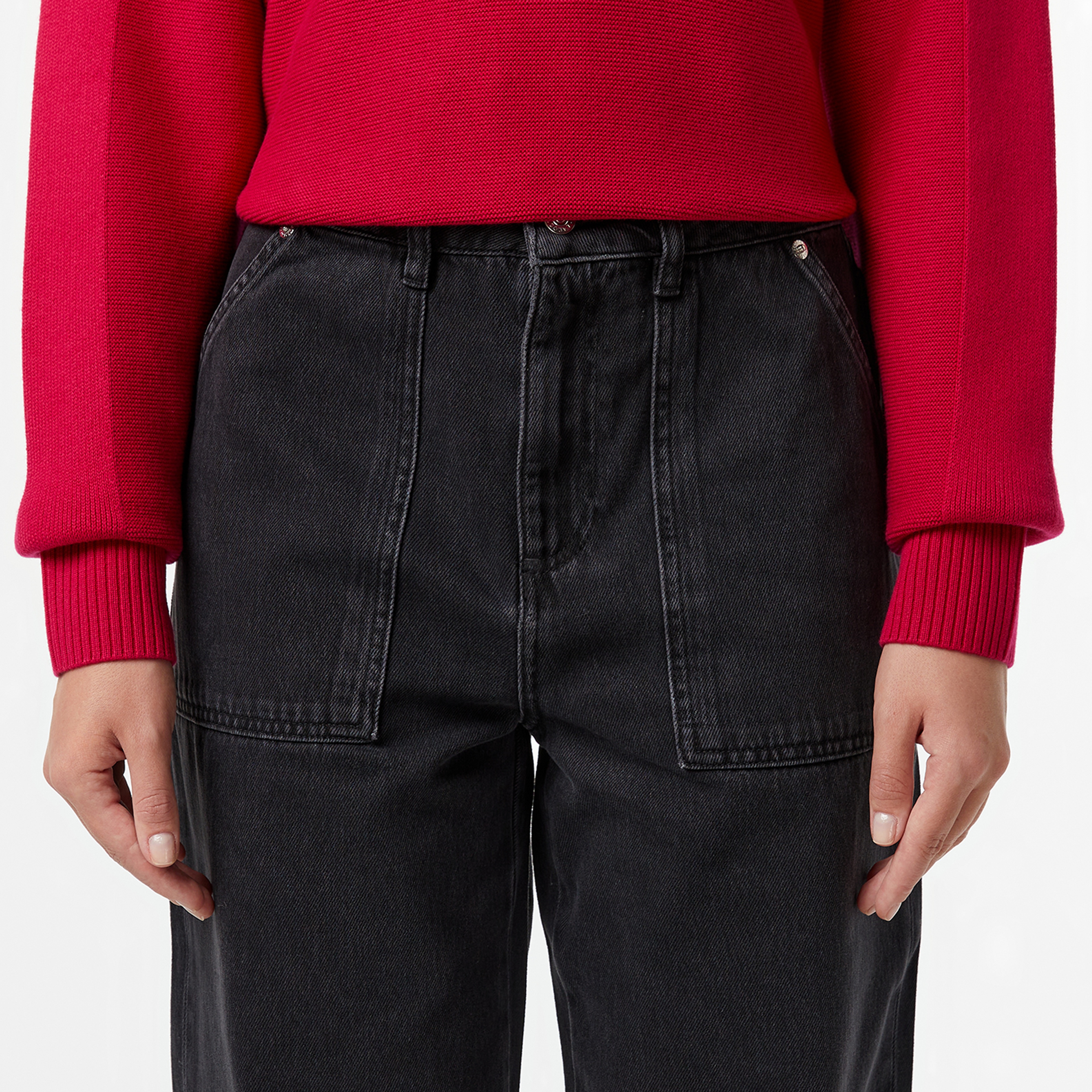 Kadın Stragiht Fit Koyu Gri Pantolon