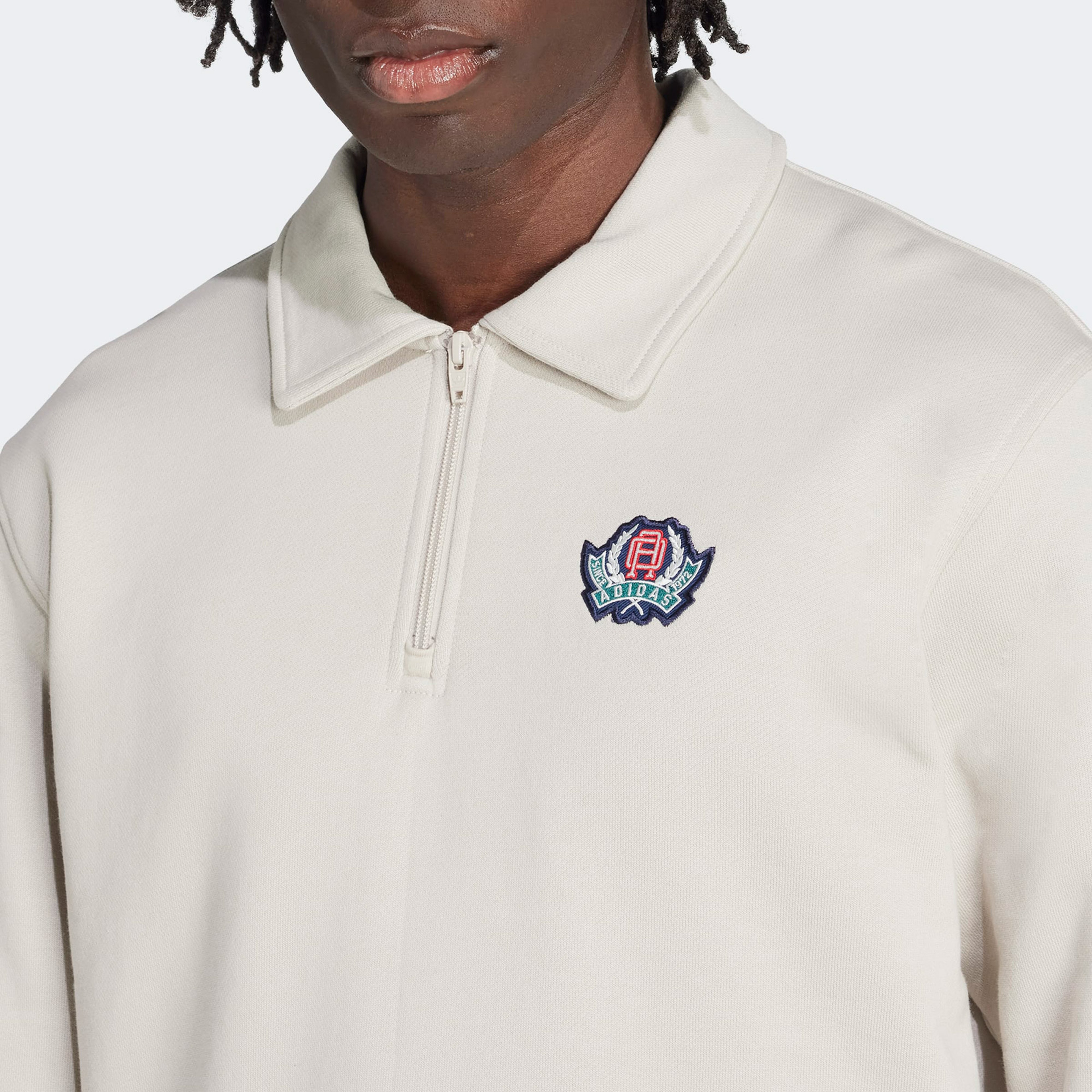 adidas Graphic Half Z Erkek Bej Sweatshirt