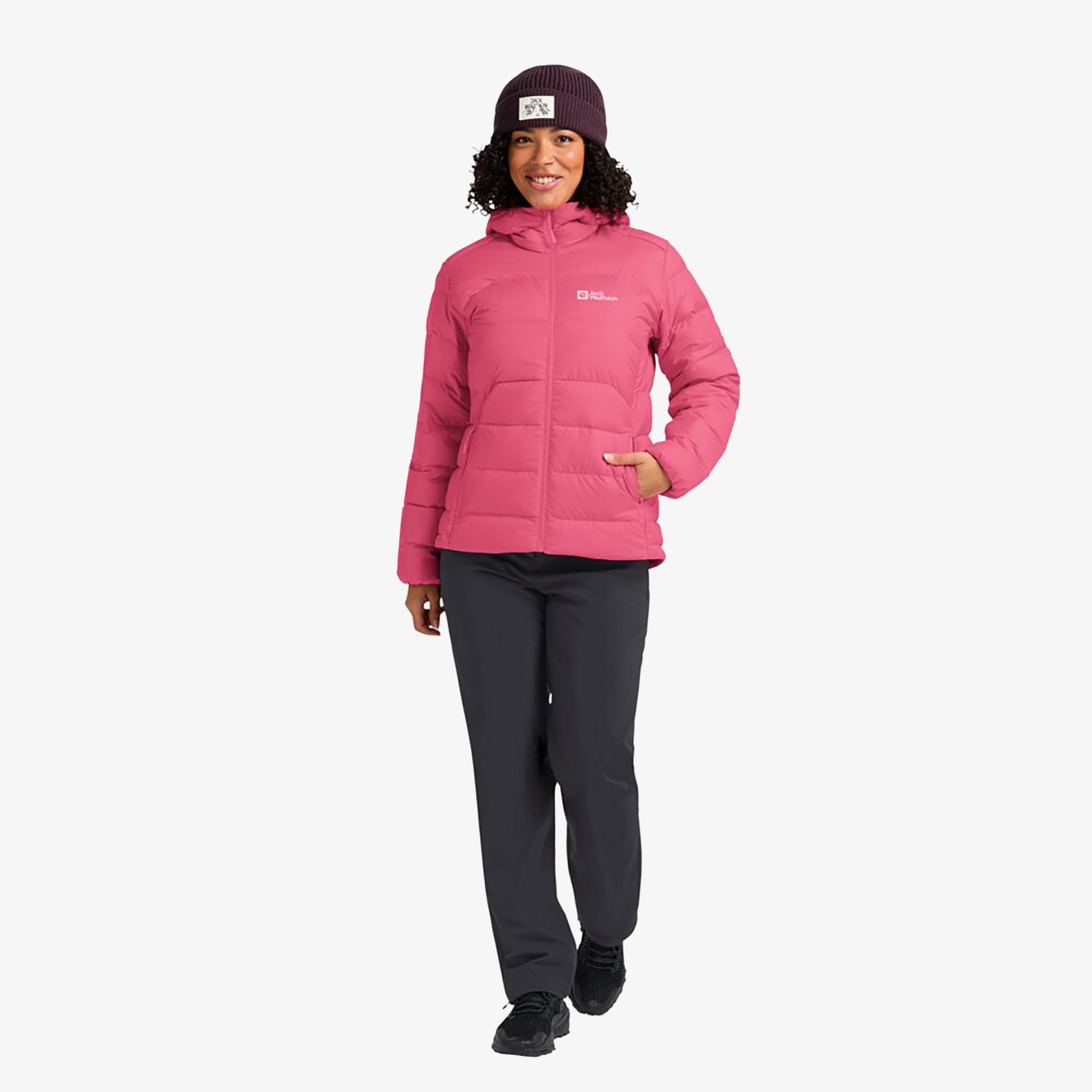 Jack Wolfskin Ather Down Hoody Pembe Kadın Mont