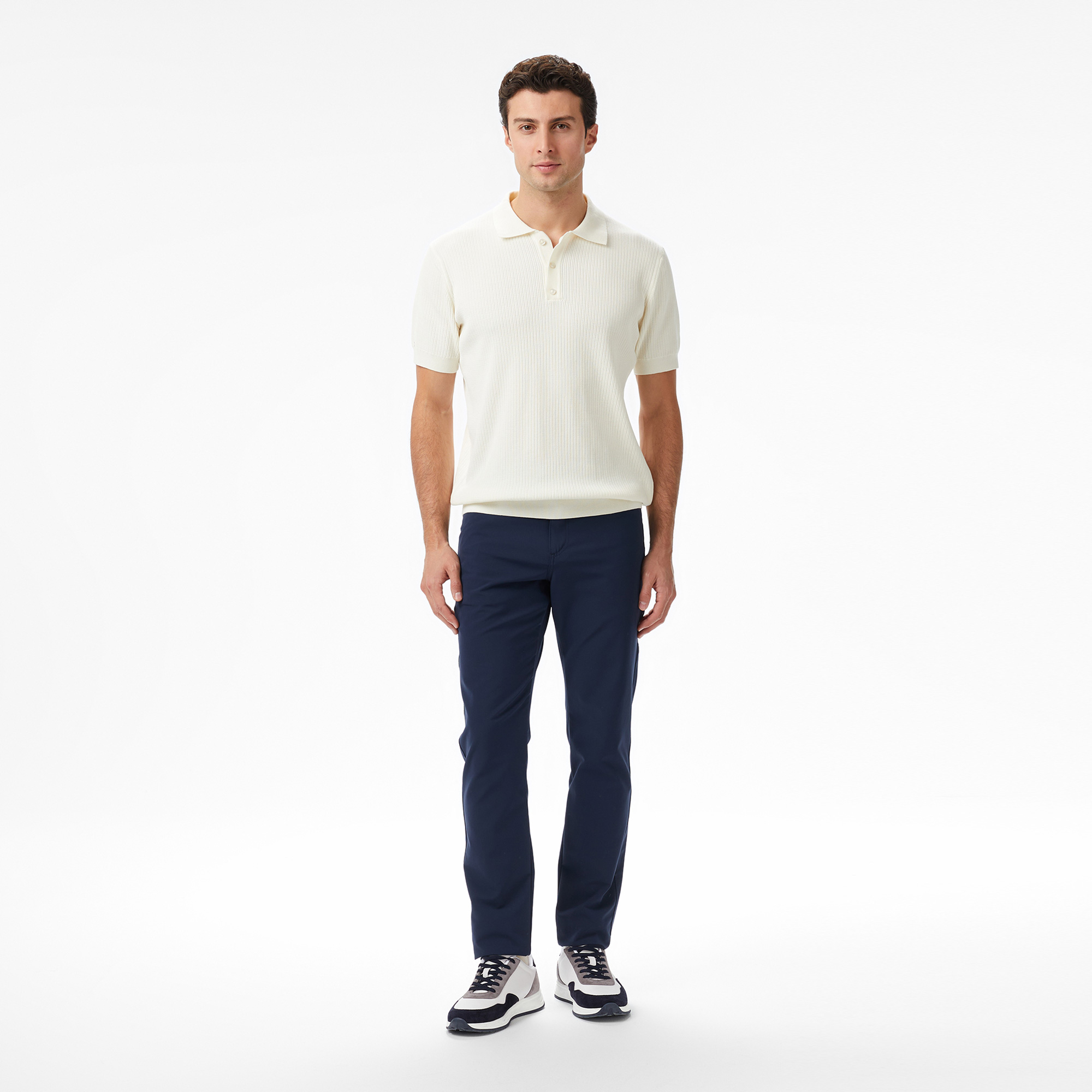 Nautica Erkek Krem Regular Fit Kısa Kollu Triko