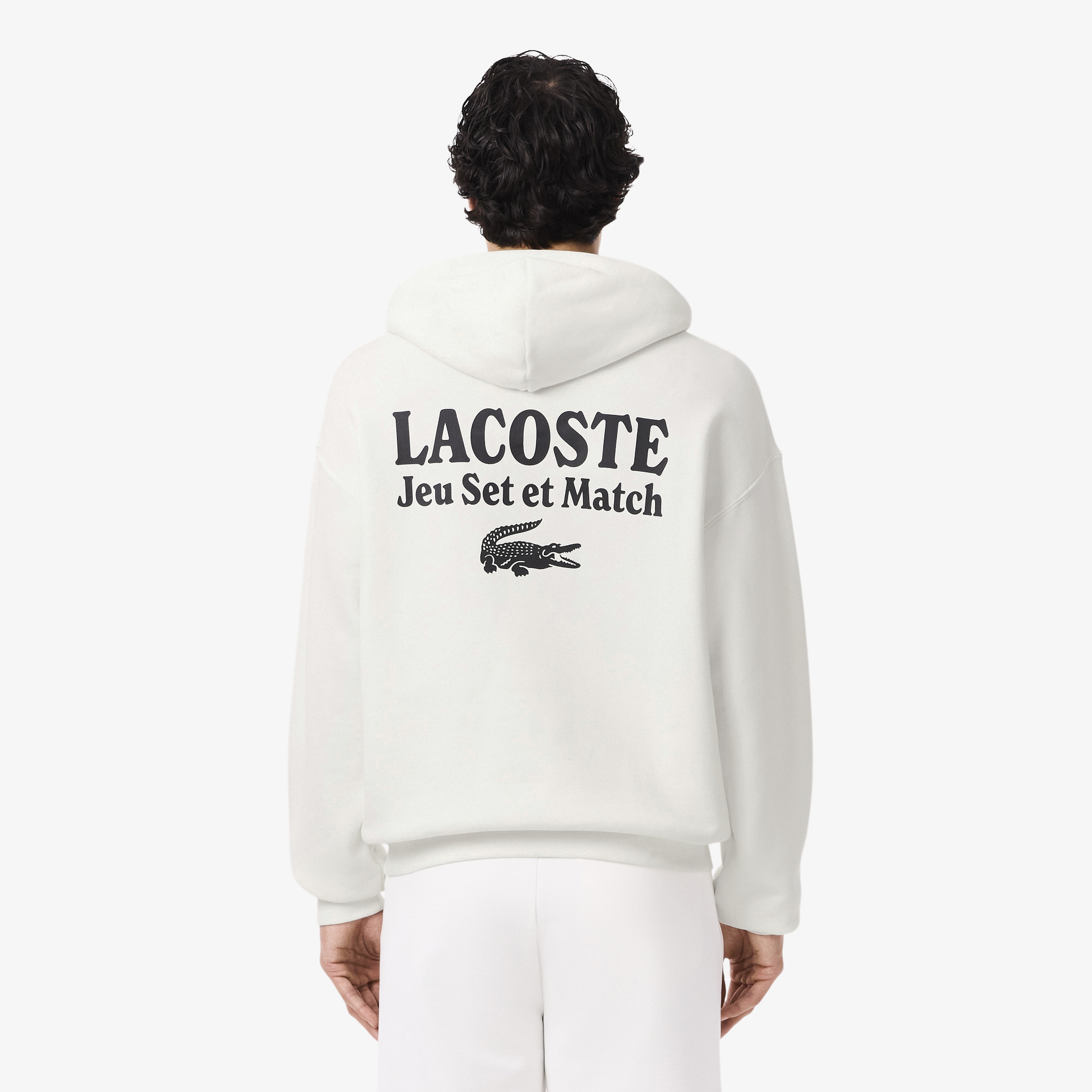 Lacoste Multi Print Fleece Erkek Beyaz Hoodie
