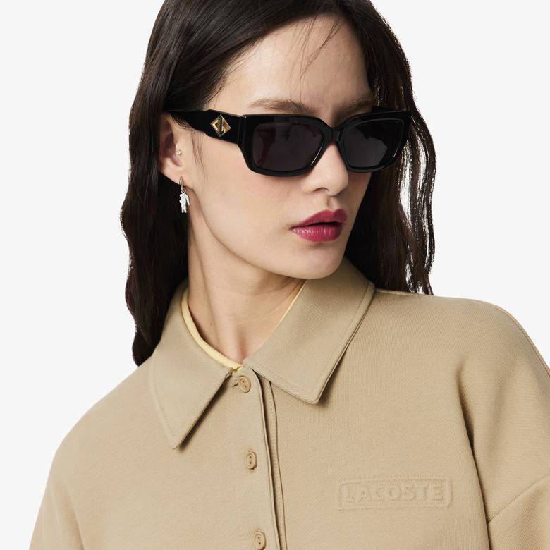 Lacoste Kadın Relaxed Fit Polo Yaka Yün Bej Triko