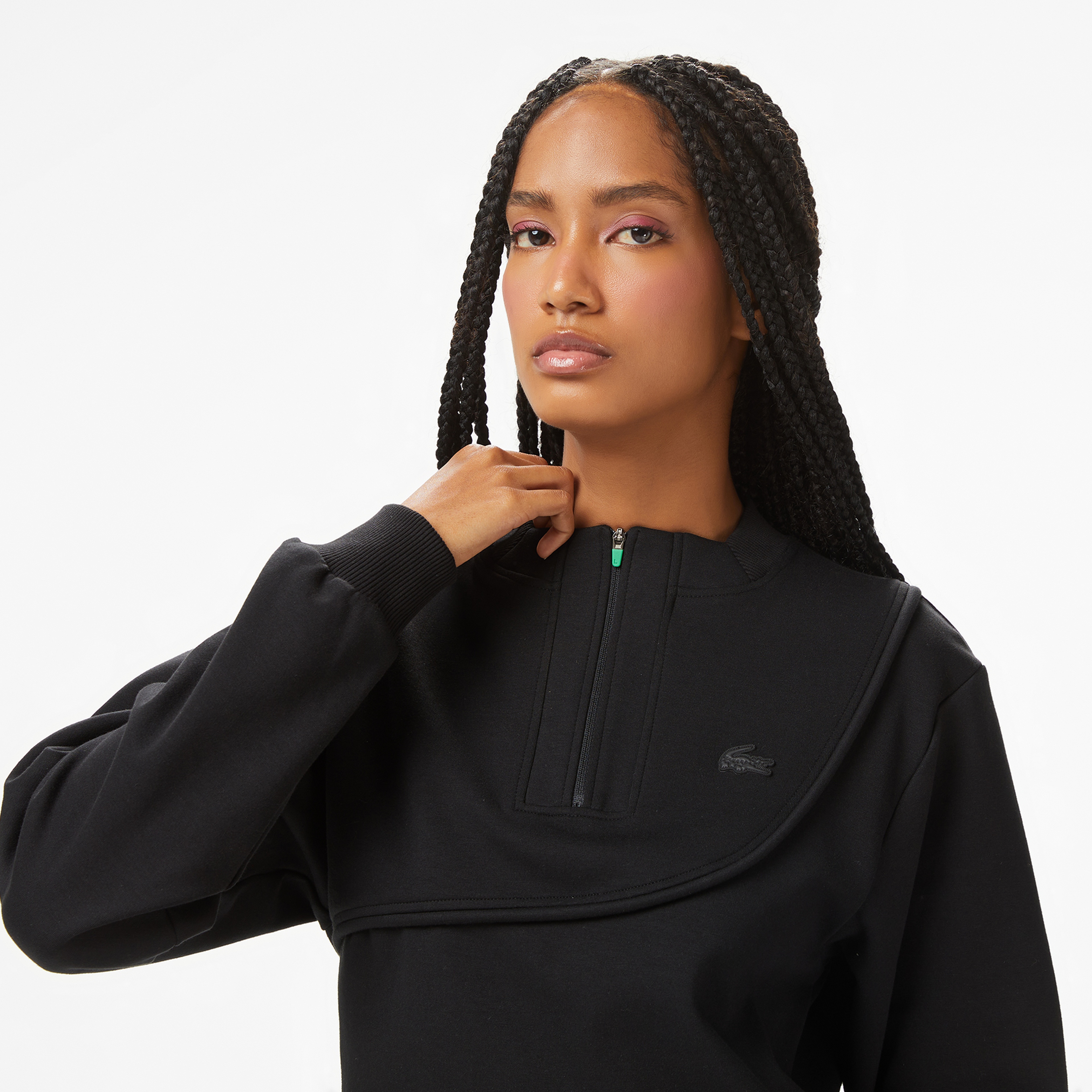 Lacoste x House of SuperStep Bisiklet Yaka Kadın Siyah Sweatshirt