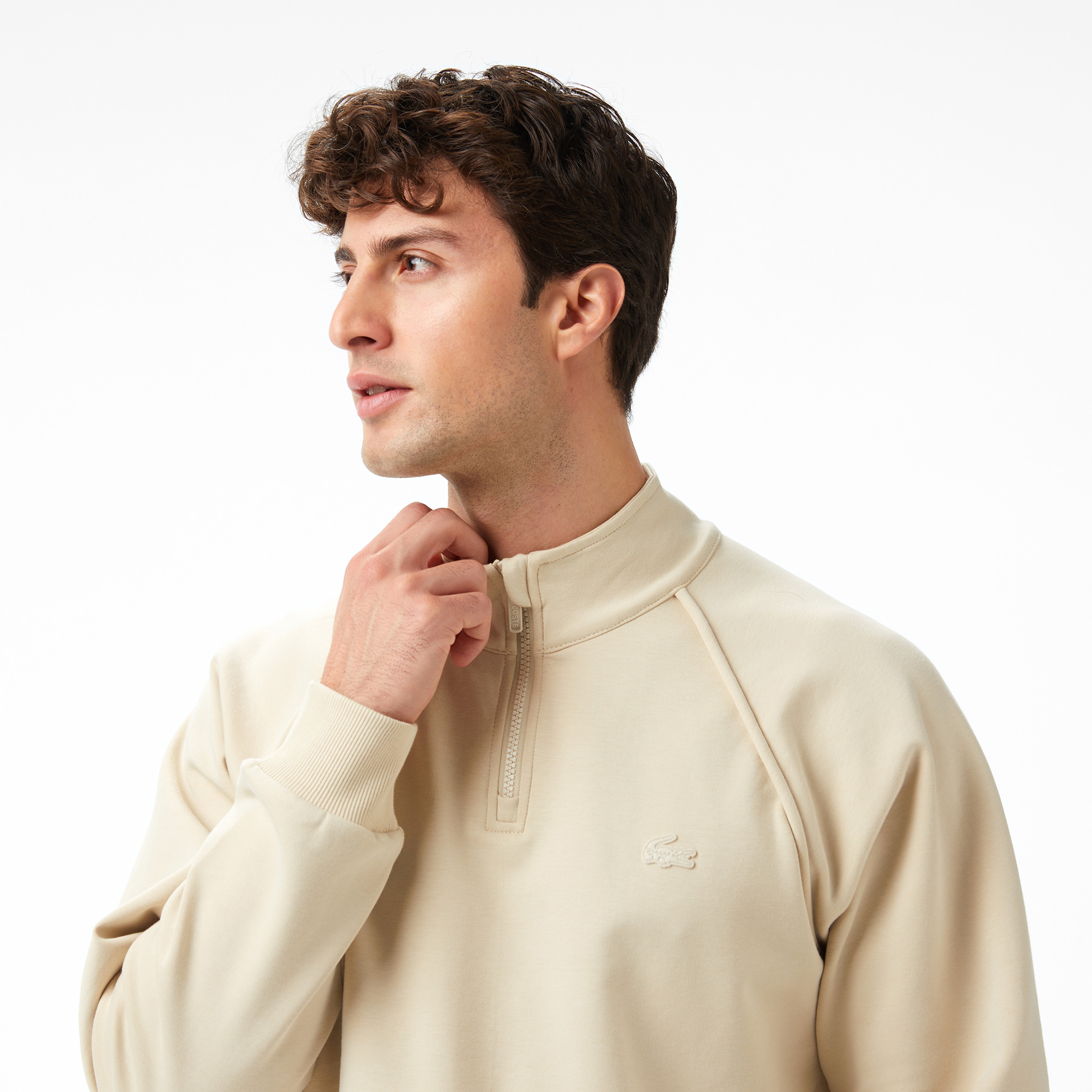 Lacoste x House of SuperStep Relaxed Fit Erkek Bej Sweatshirt