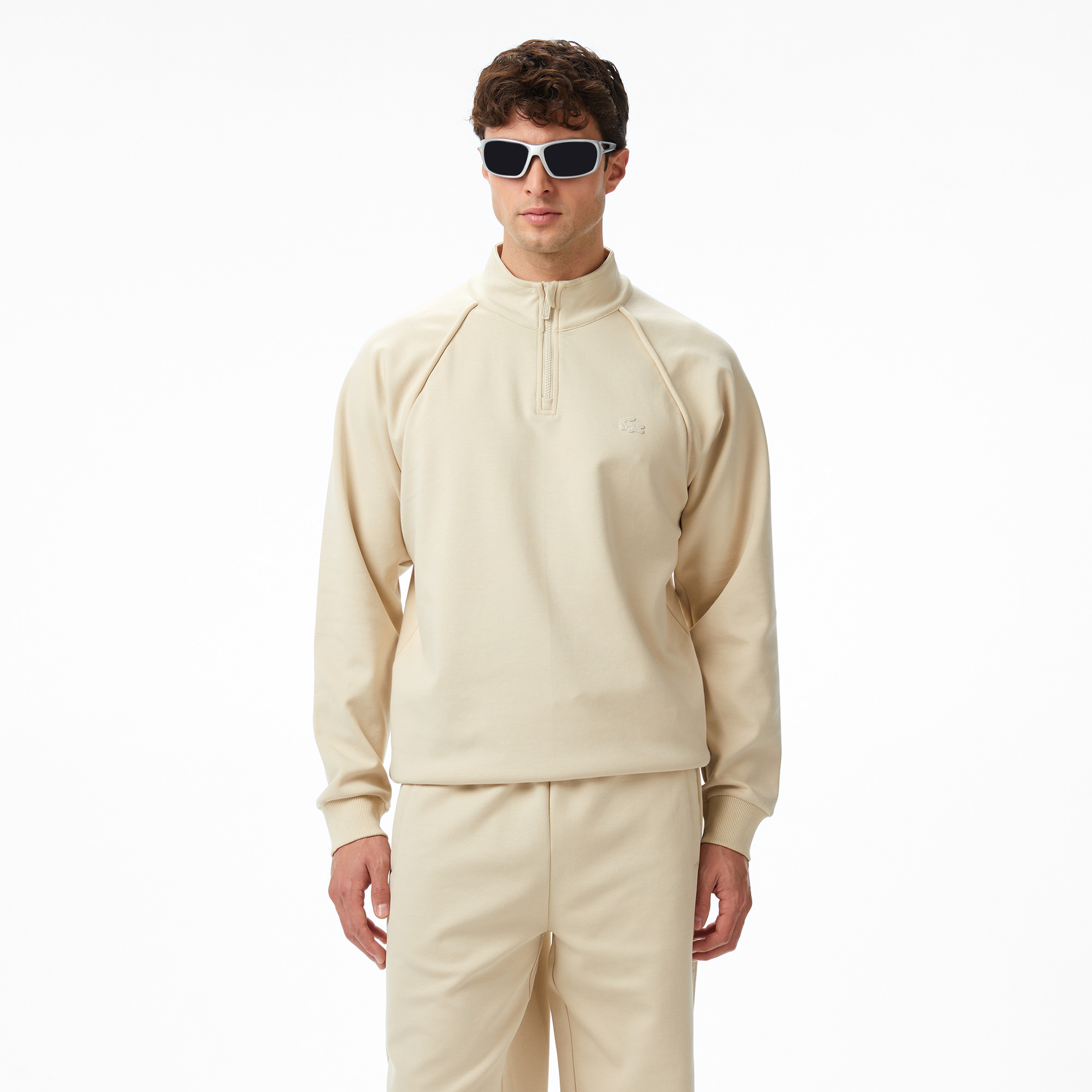 Lacoste x House of SuperStep Relaxed Fit Erkek Bej Sweatshirt