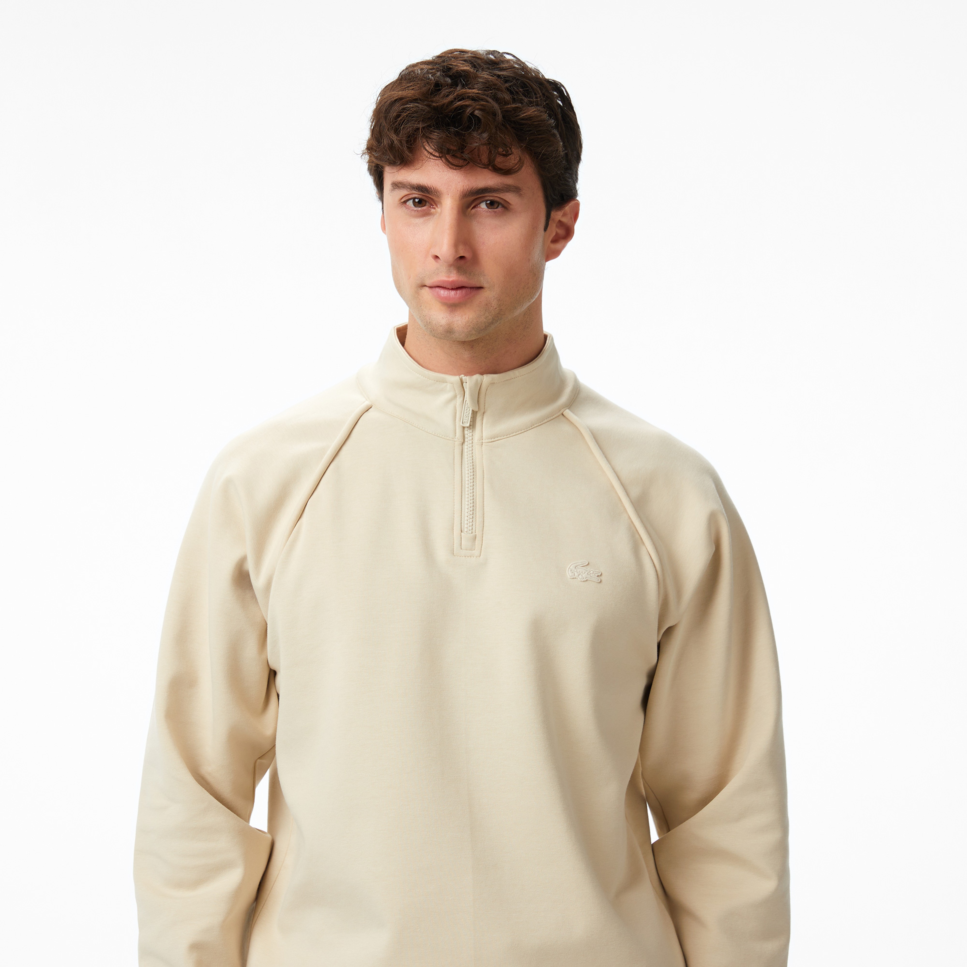 Lacoste x House of SuperStep Relaxed Fit Erkek Bej Sweatshirt