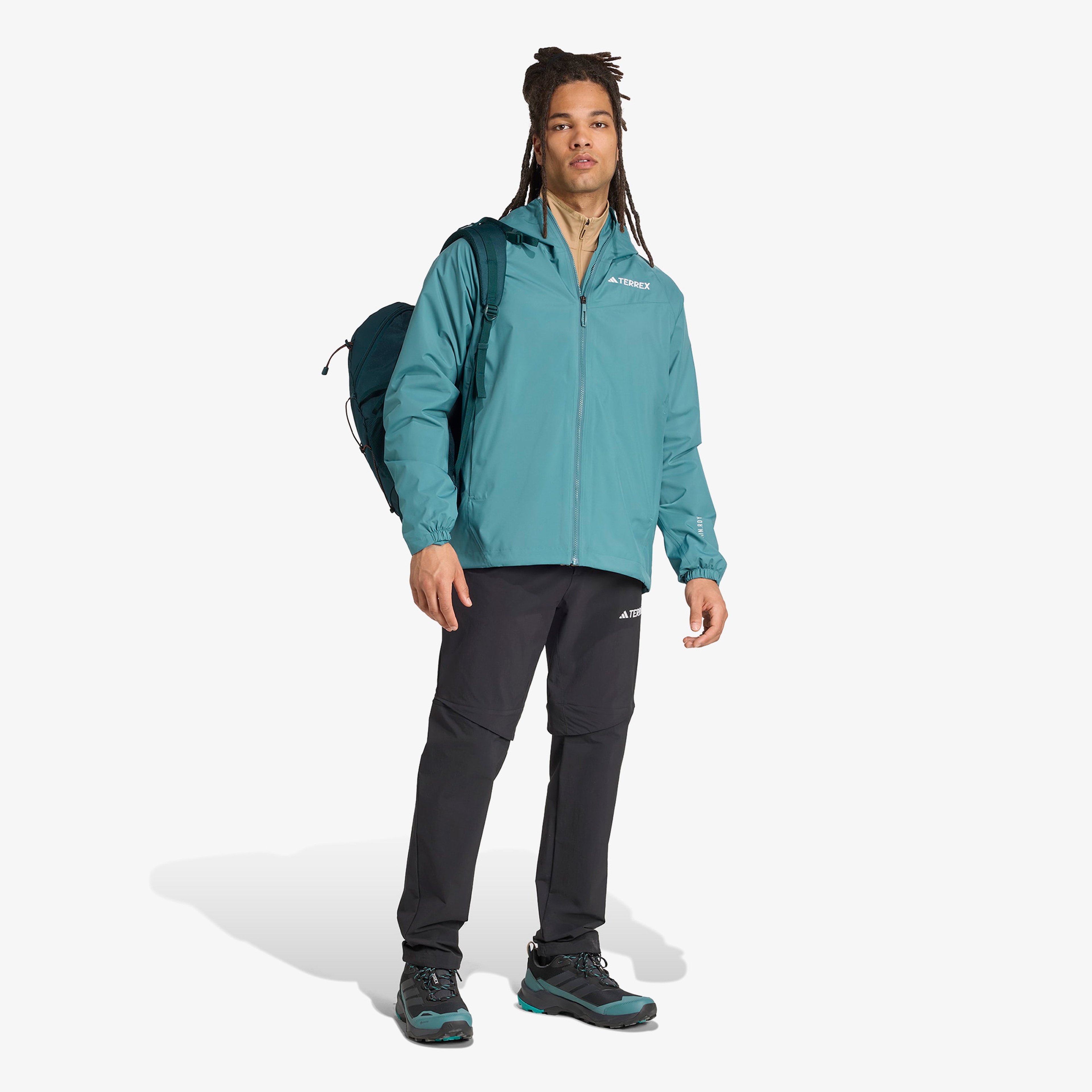 adidas Terrex Multi 2L Rain.Rdy Erkek Yeşil Yürüyüş Yağmurluğu