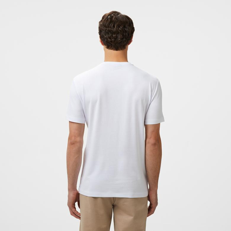 EA7 Erkek Beyaz Bisiklet Yaka T-Shirt