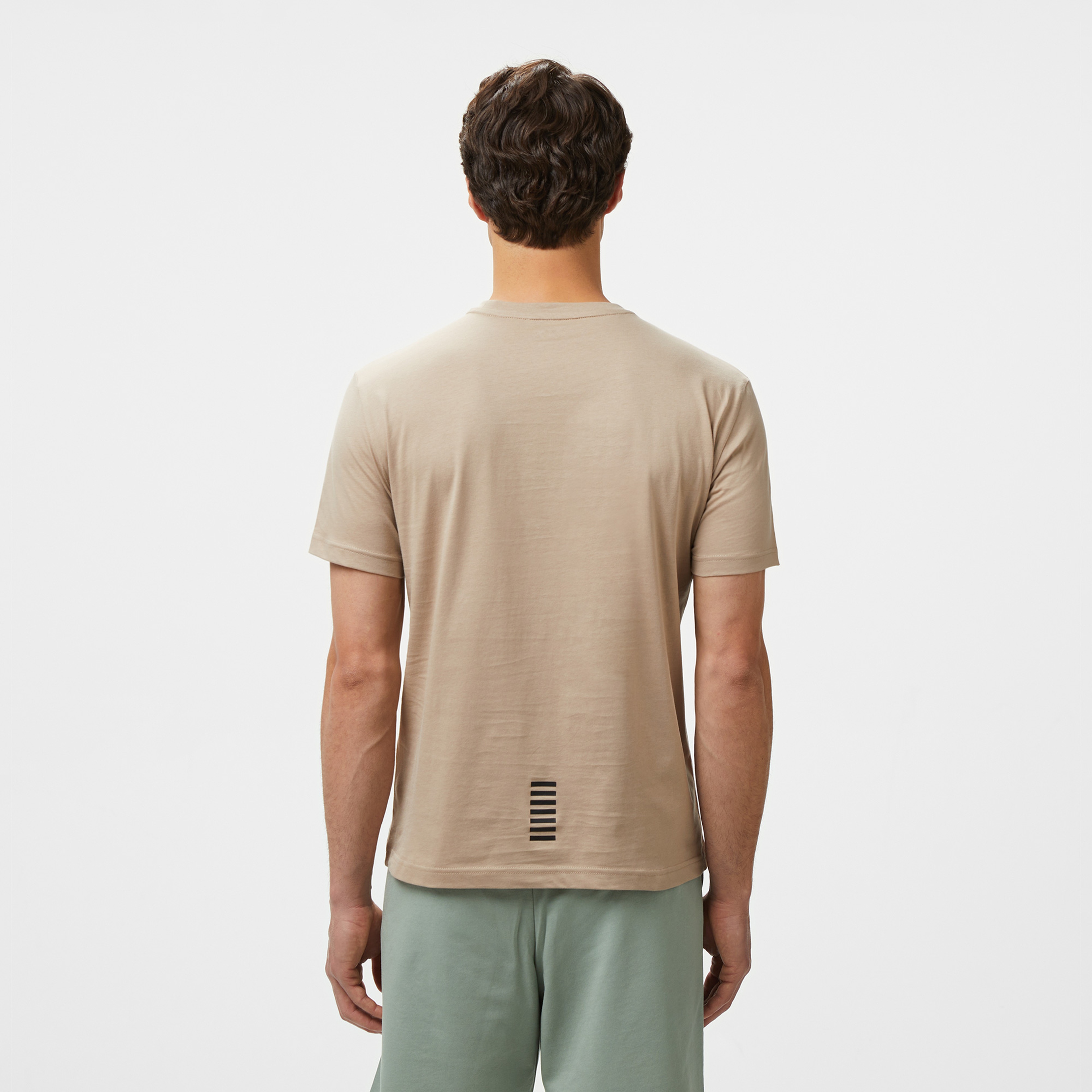 EA7 Erkek Bej Bisiklet Yaka T-Shirt