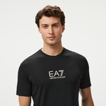 EA7 Erkek Siyah Bisiklet Yaka T-Shirt
