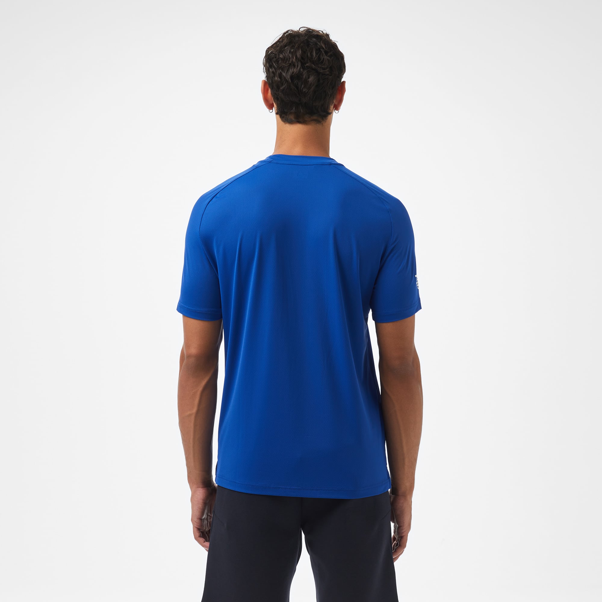 EA7 Erkek Mavi Bisiklet Yaka T-Shirt