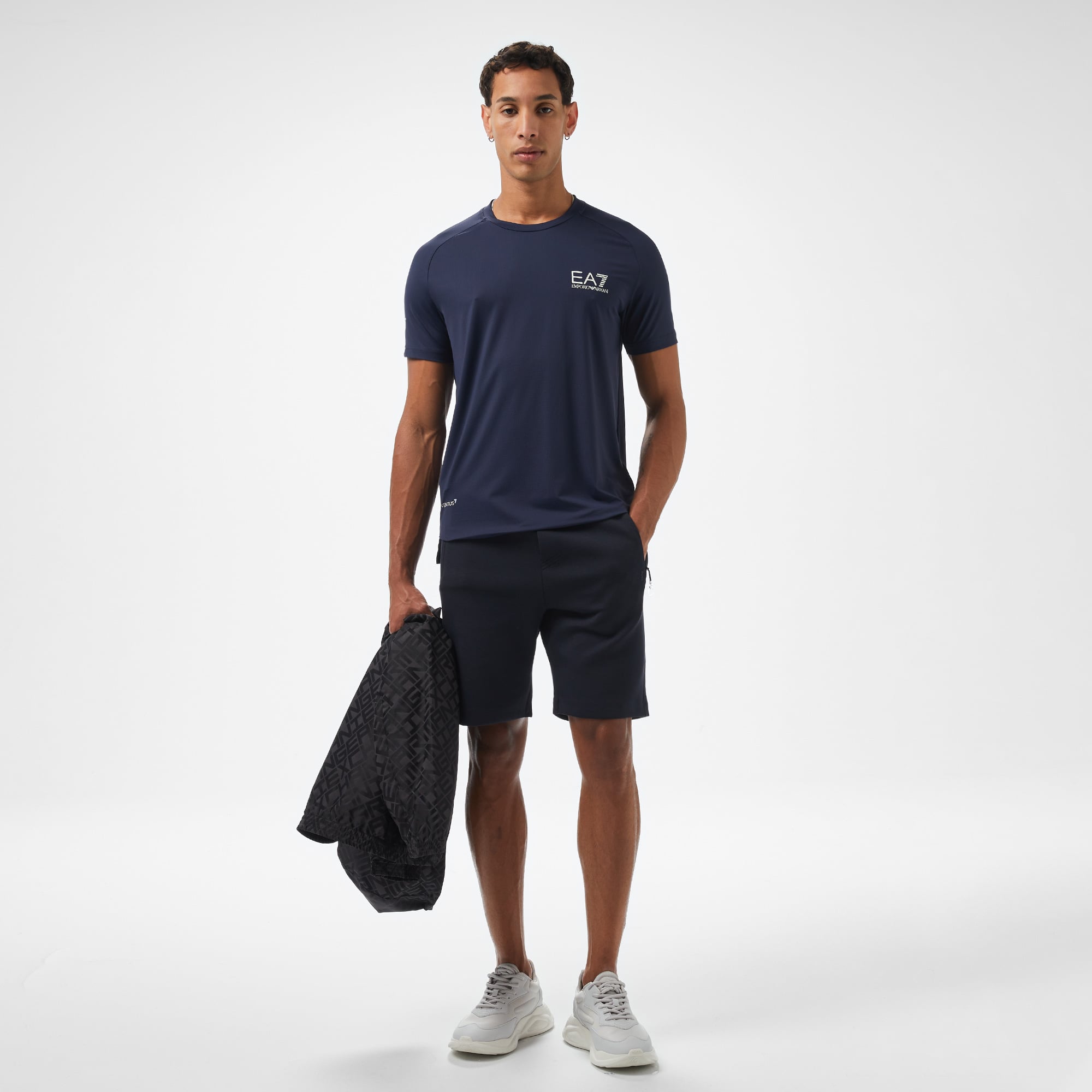 EA7 Erkek Lacivert Bisiklet Yaka T-Shirt