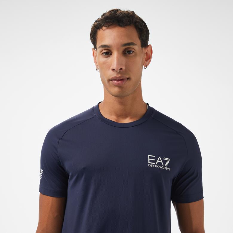 EA7 Erkek Lacivert Bisiklet Yaka T-Shirt