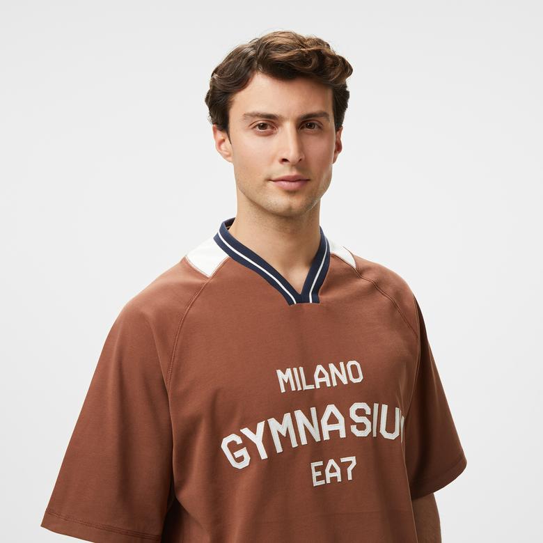 EA7 Erkek Kahverengi Bisiklet Yaka T-Shirt