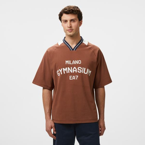 EA7 Erkek Kahverengi Bisiklet Yaka T-Shirt