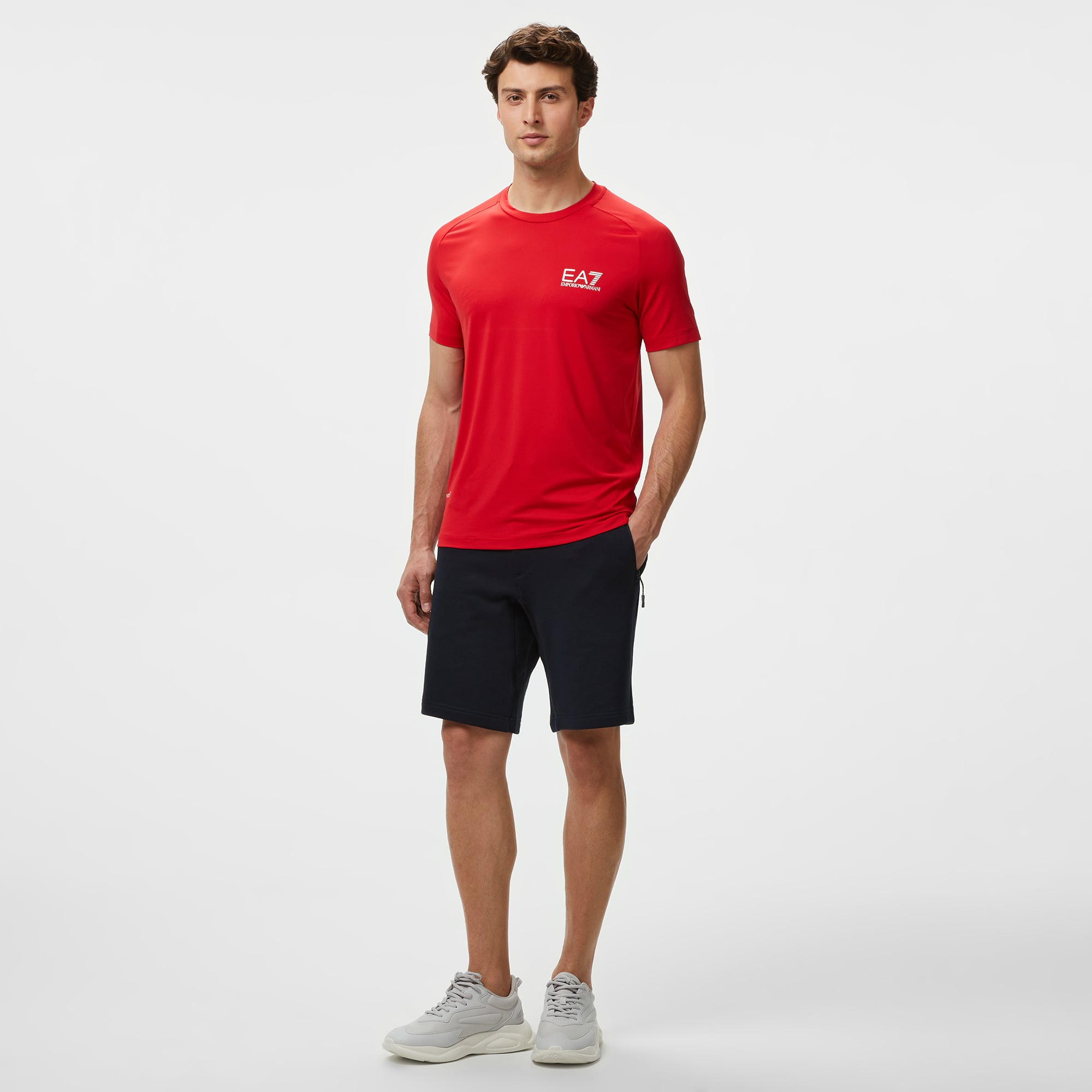 EA7 Erkek Kırmızı Bisiklet Yaka T-Shirt