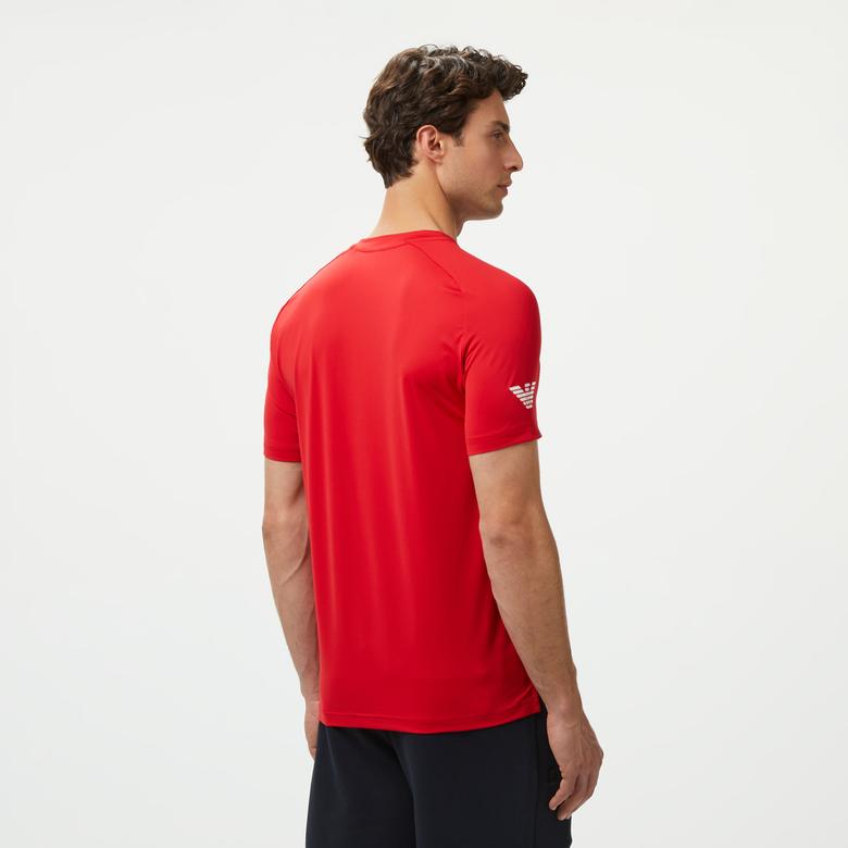 EA7 Erkek Kırmızı Bisiklet Yaka T-Shirt