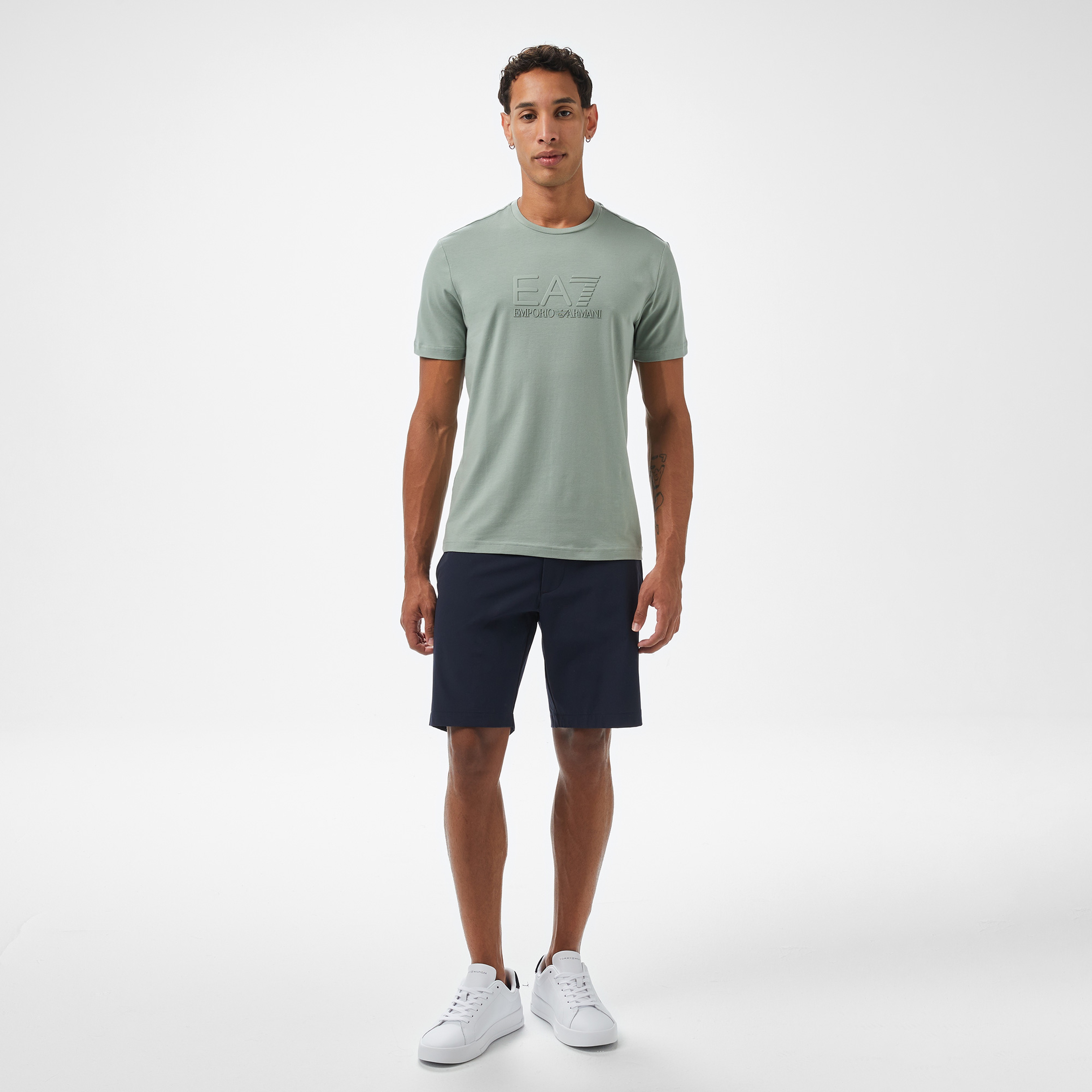 EA7 Erkek Yeşil Bisiklet Yaka T-Shirt