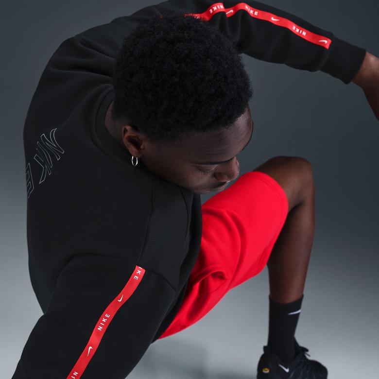 Nike Sportswear City Side Crew Fleece Erkek Siyah Sweatshirt