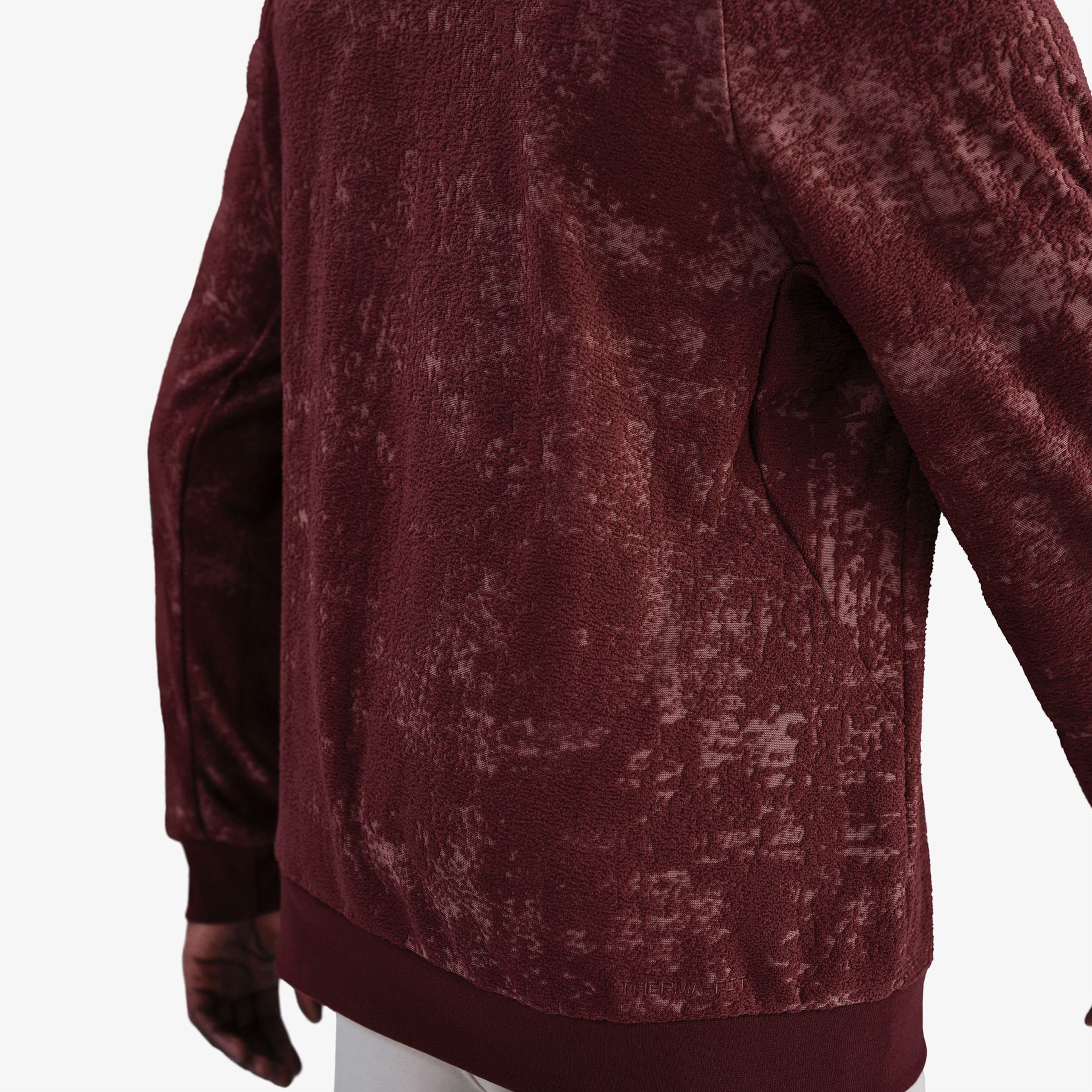 Nike Therma-FIT Primary Crew Jacquard  Erkek Bordo T-Shirt