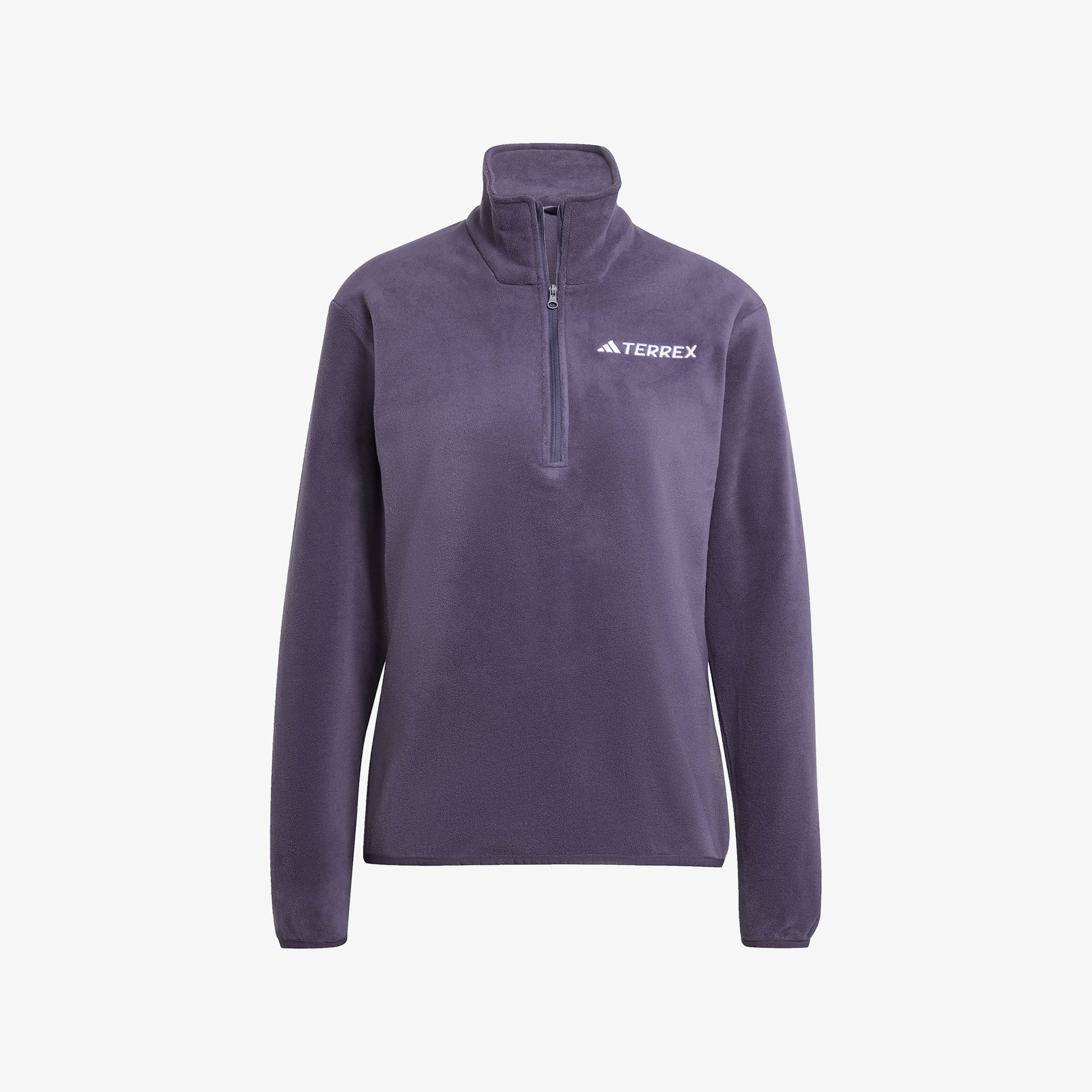 adidas Multi Essentials 1-2 Zip Fleece Kadın Mor Yürüyüş Polar