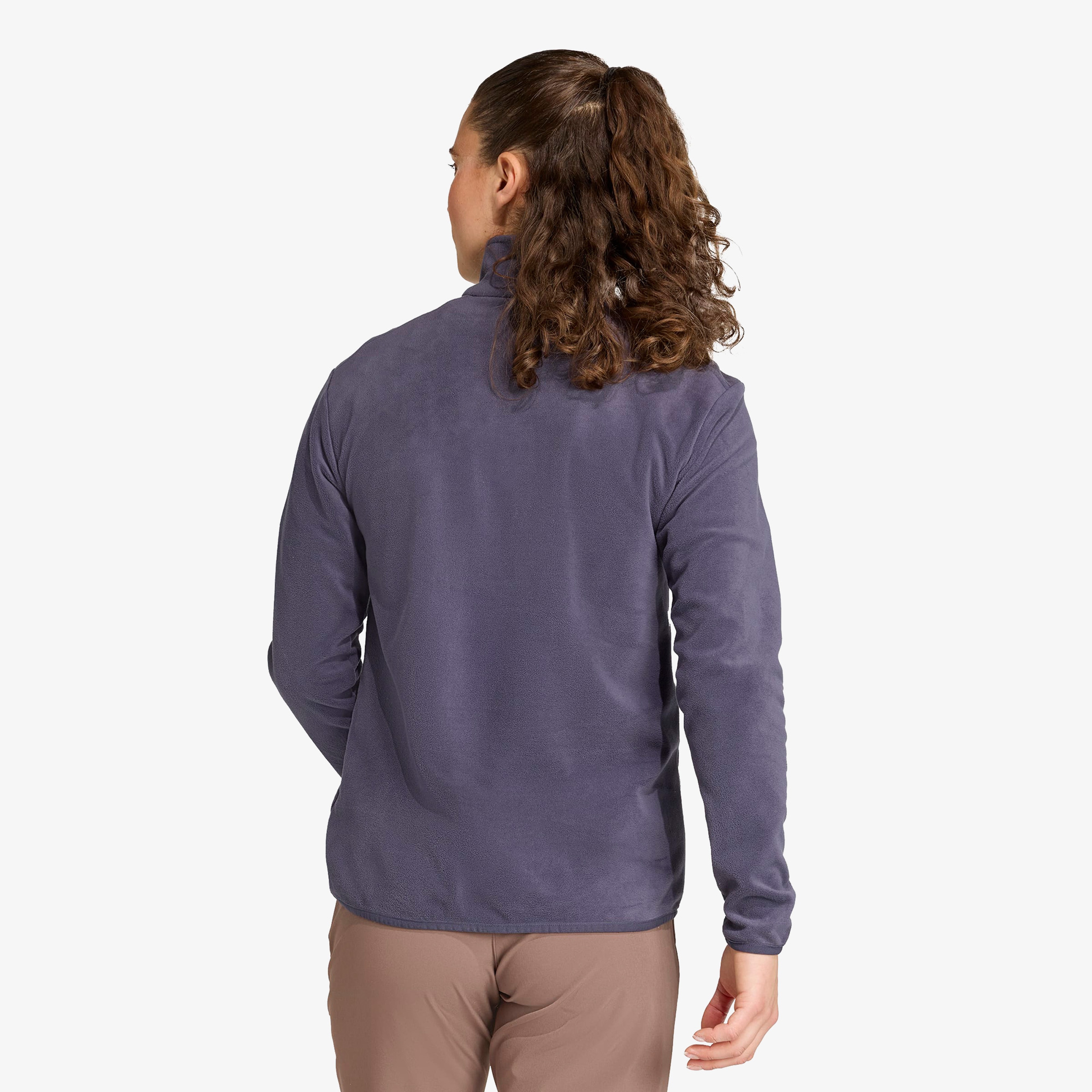 adidas Multi Essentials 1-2 Zip Fleece Kadın Mor Yürüyüş Polar