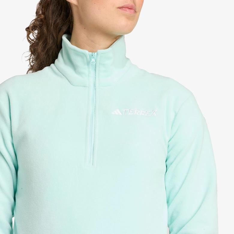 adidas Multi Essentials 1-2 Zip Fleece Kadın Mavi Yürüyüş Polar
