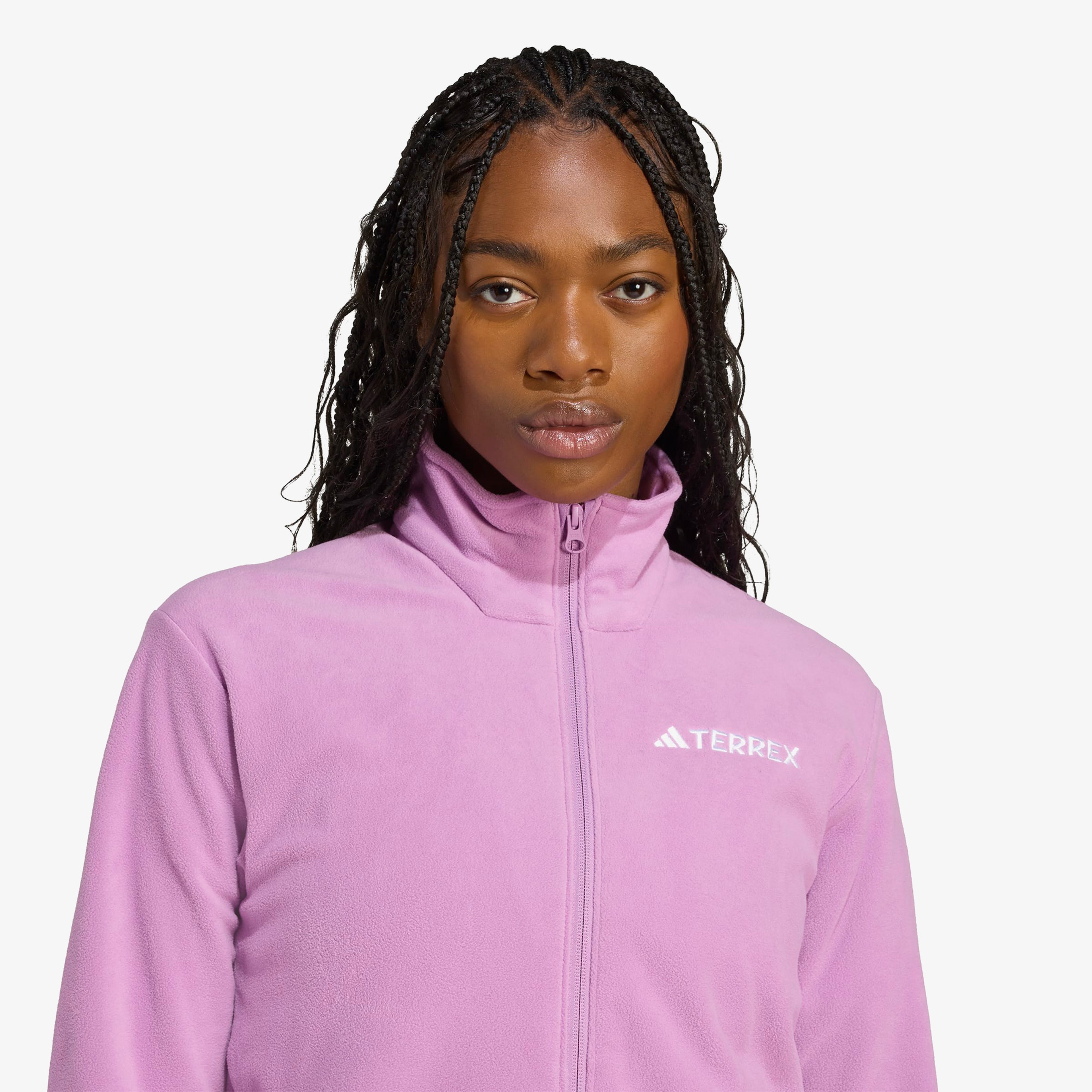adidas Multi Essentials Full Zip Fleece Kadın Mor Yürüyüş Polar