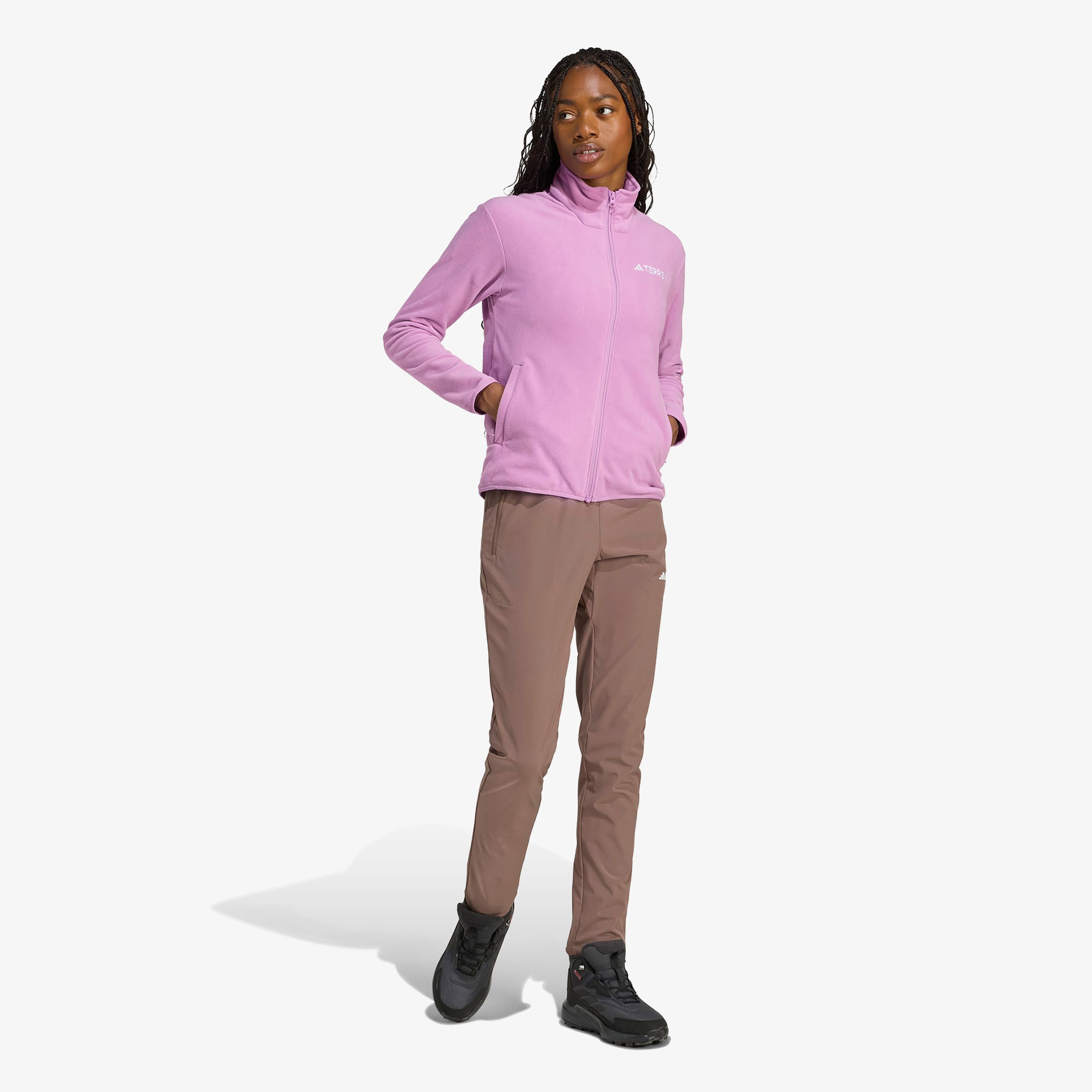 adidas Multi Essentials Full Zip Fleece Kadın Mor Yürüyüş Polar