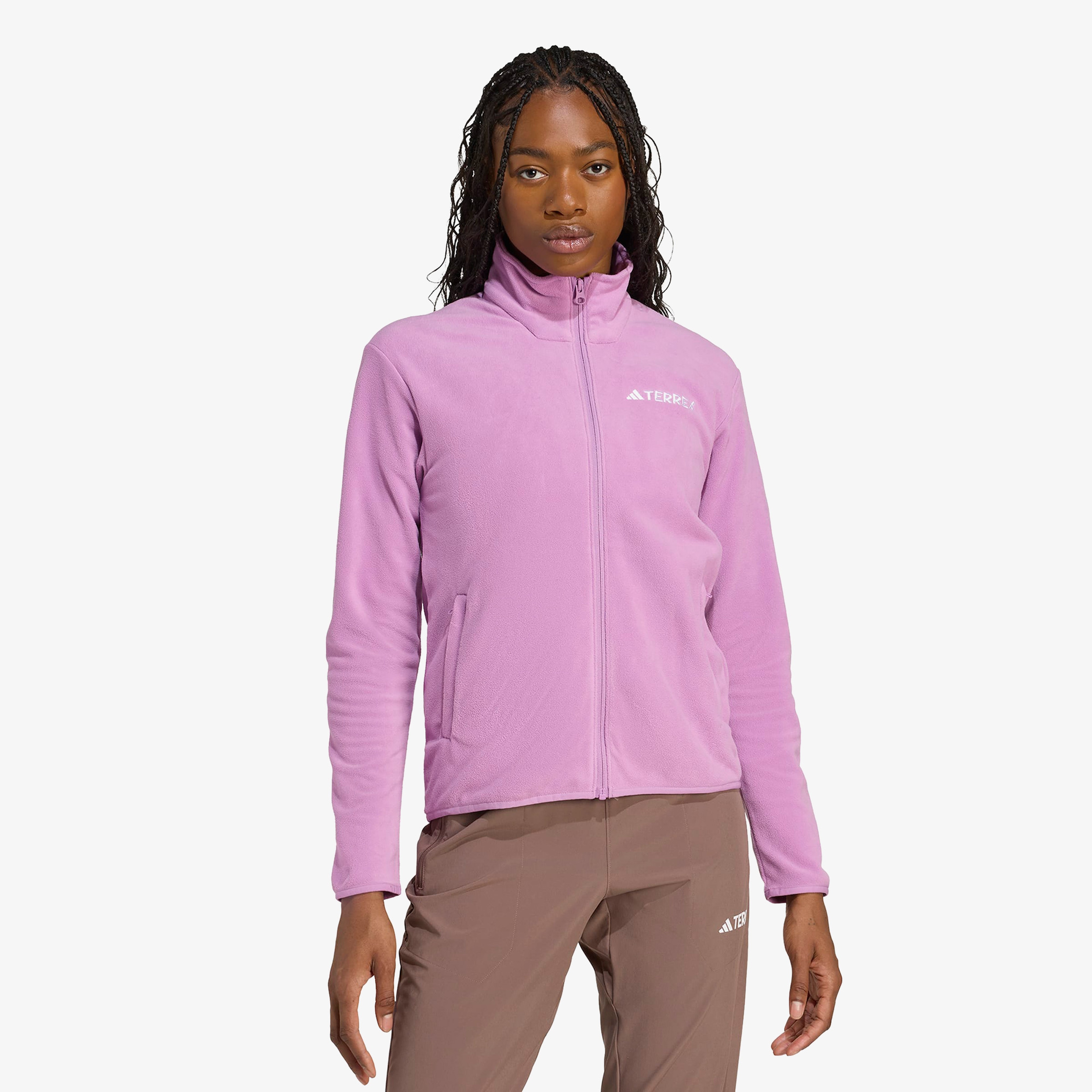 adidas Multi Essentials Full Zip Fleece Kadın Mor Yürüyüş Polar