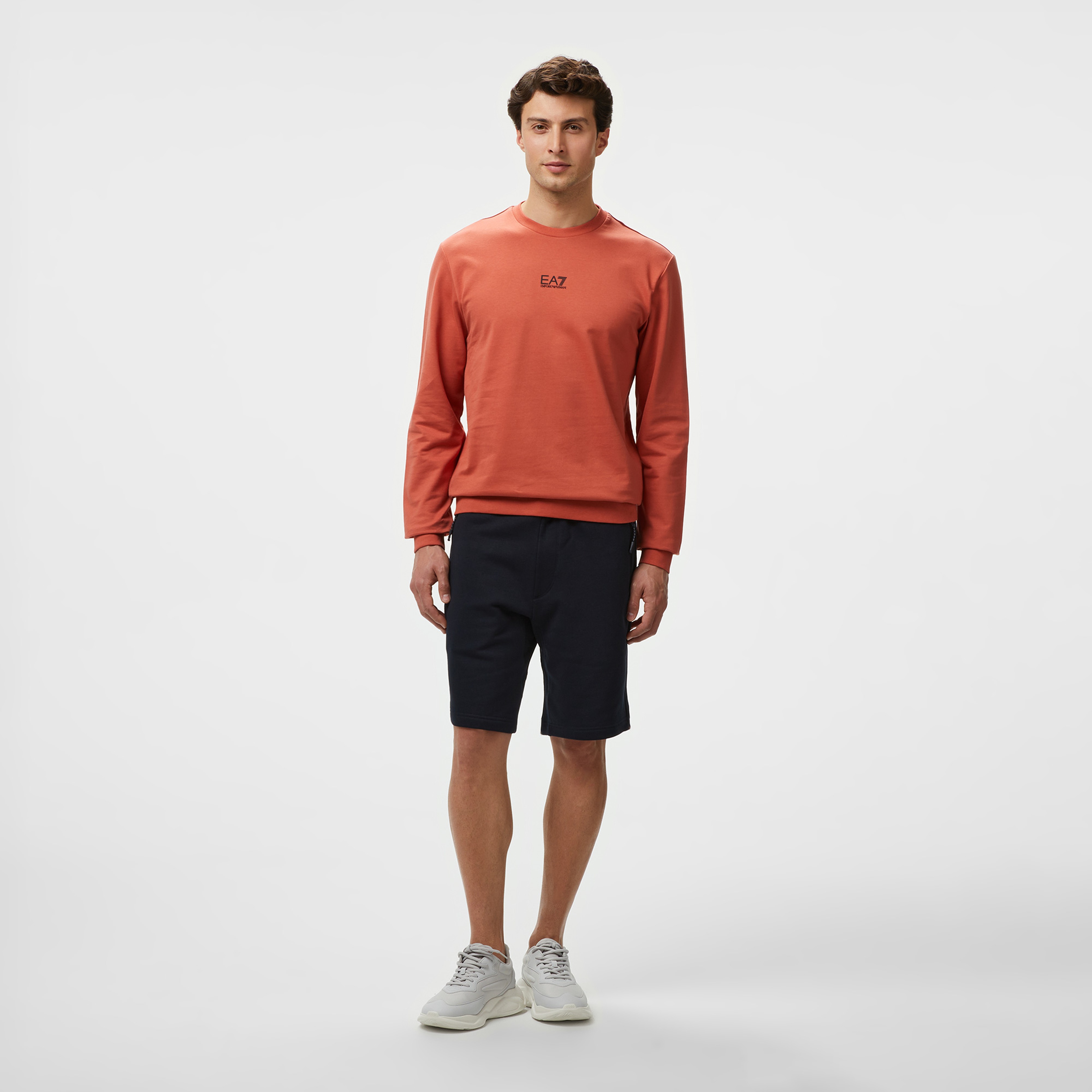 EA7 Erkek Turuncu Bisiklet Yaka Sweatshirt