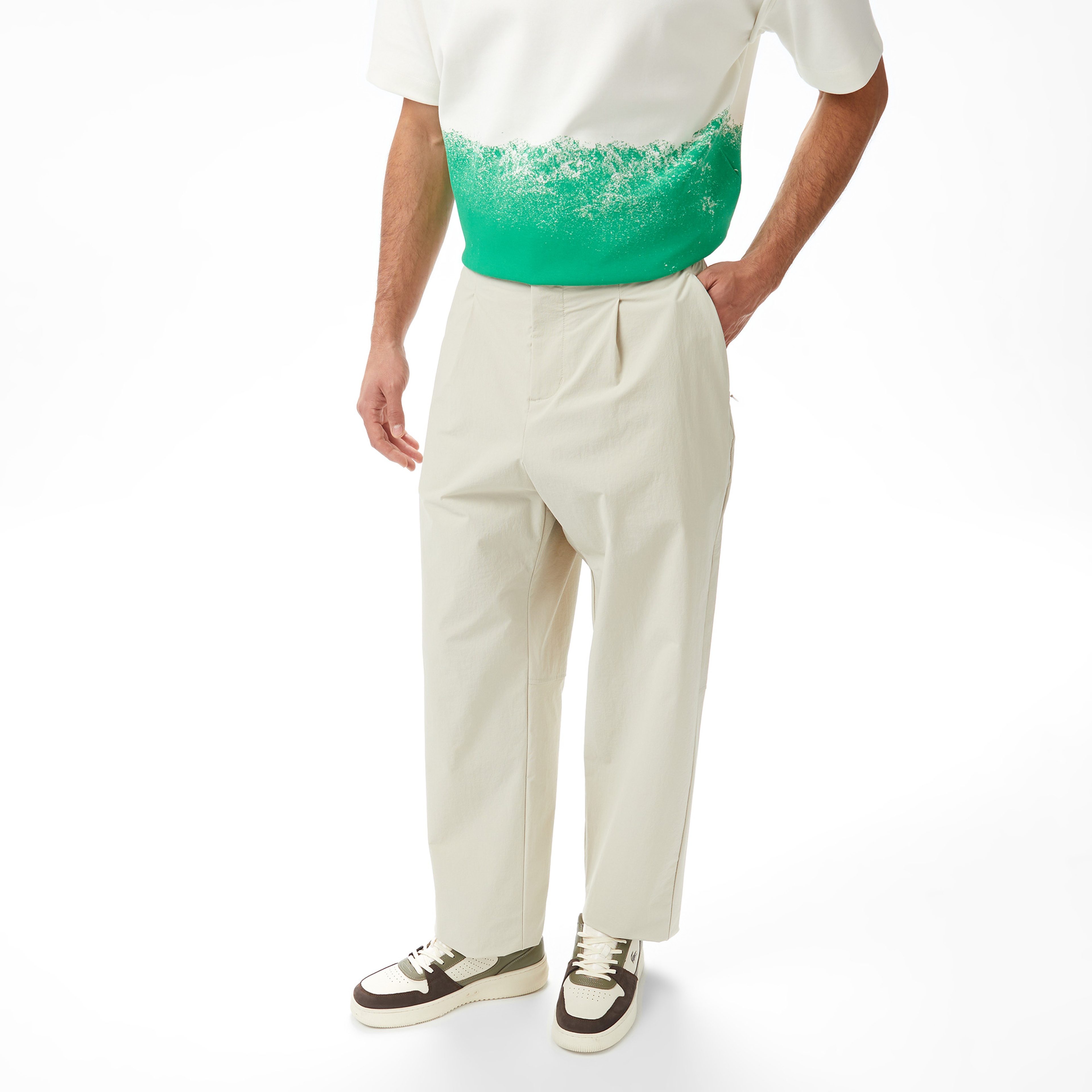 Lacoste x House of SuperStep Slim Fit Erkek Bej Pantolon
