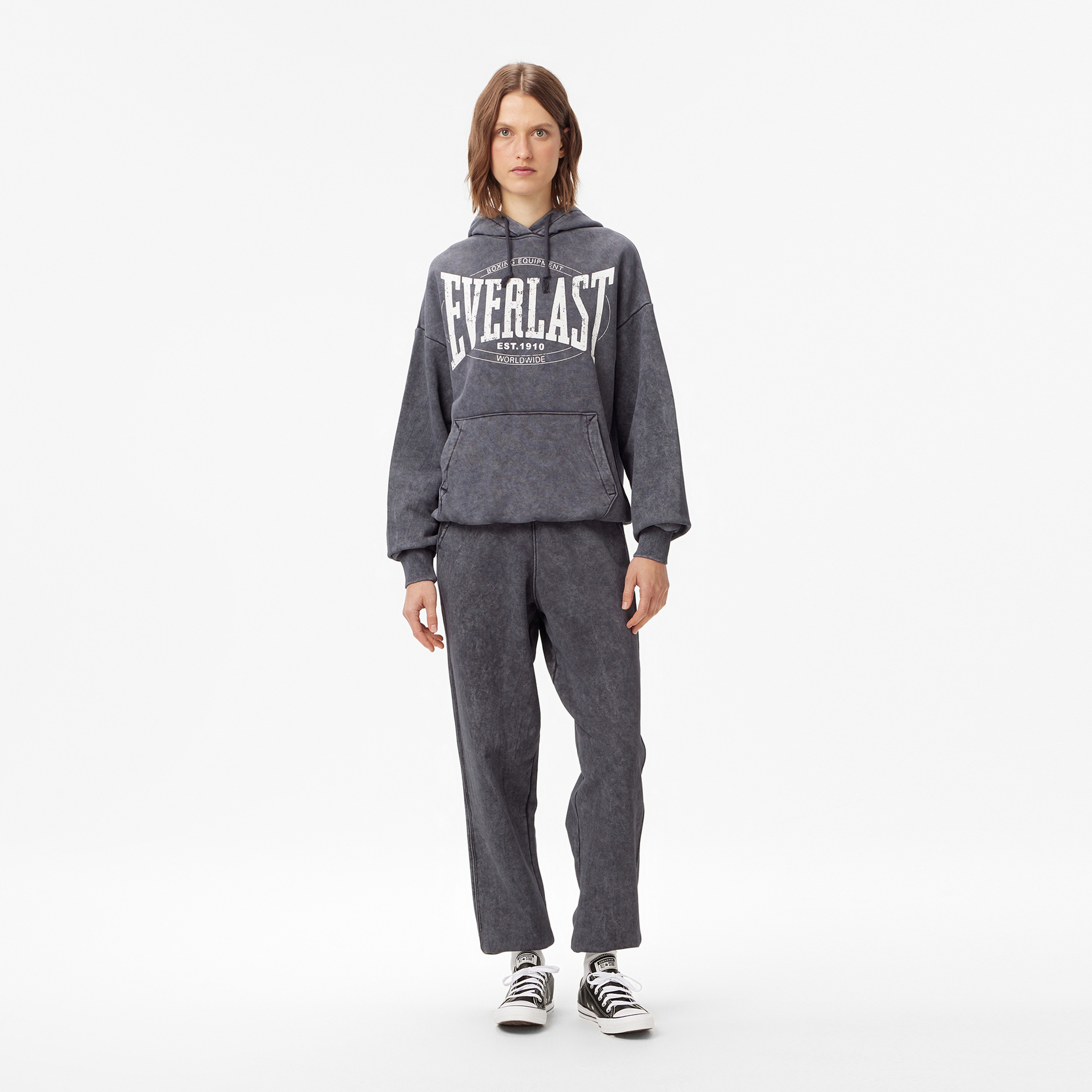 Everlast Authentic Boxing Wmn Kadın Gri Kapüşonlu Oversize Sweatshirt