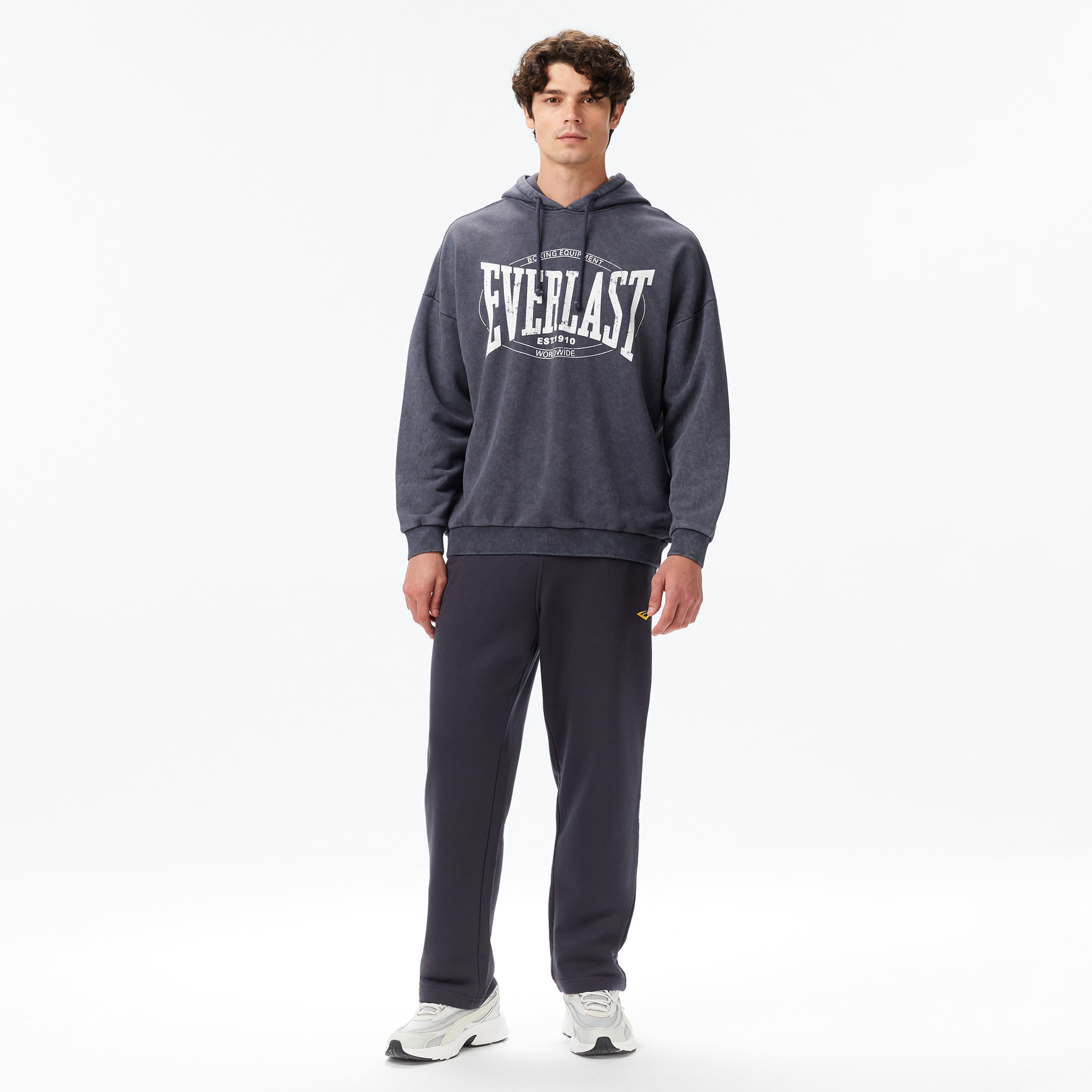 Everlast Authentic Boxing Oversize Erkek Gri Kapüşonlu Sweatshirt